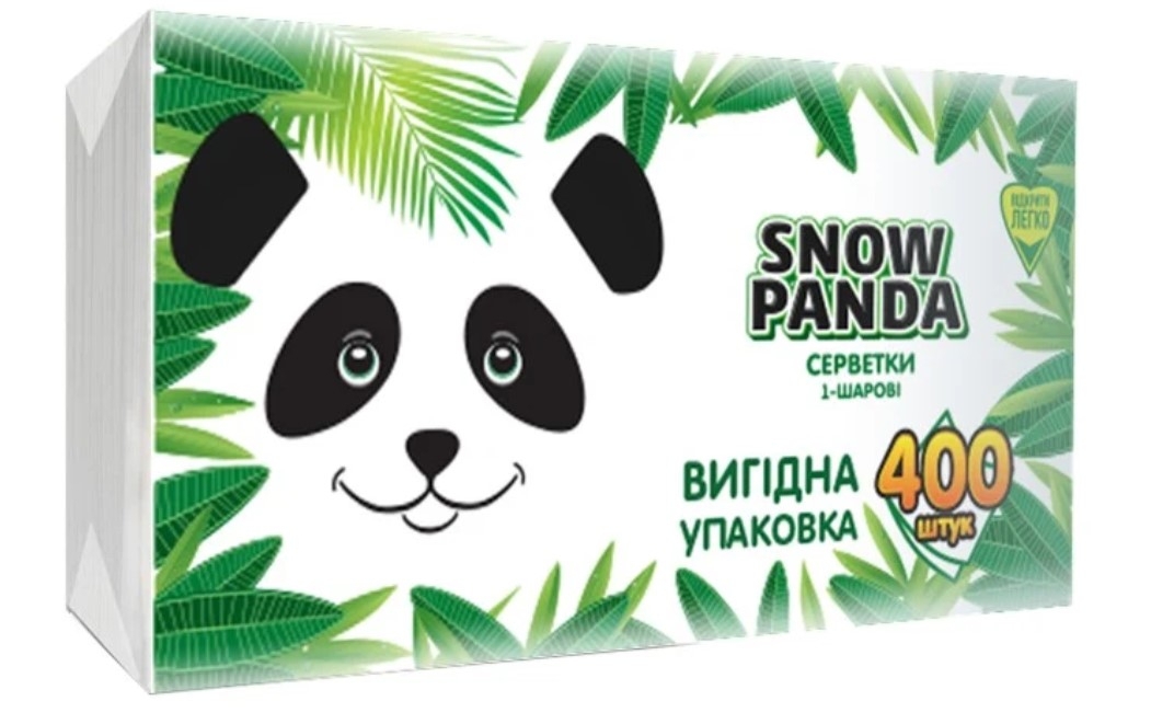 Одношарові паперові серветки Сніжна Панда, 400 шт., білий - фото 1