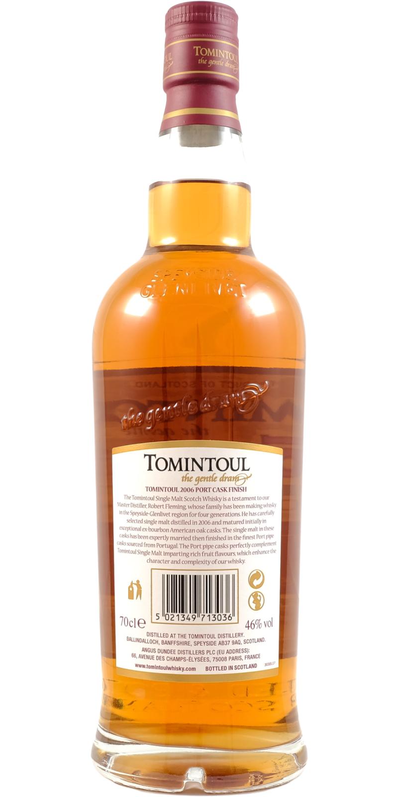 Виски Tomintoul Port Cask Finish 15 yo Single Malt Scotch Whisky 2006 46% 0.7 л в коробке - фото 3