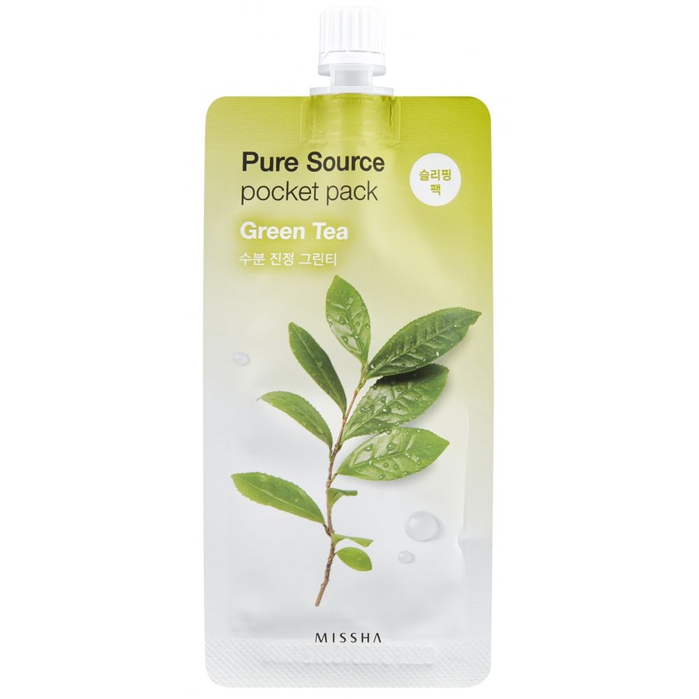 Нічна маска для обличчя з зеленим чаєм Missha Pure Source Pocket Pack Green Tea, 10 мл - фото 1