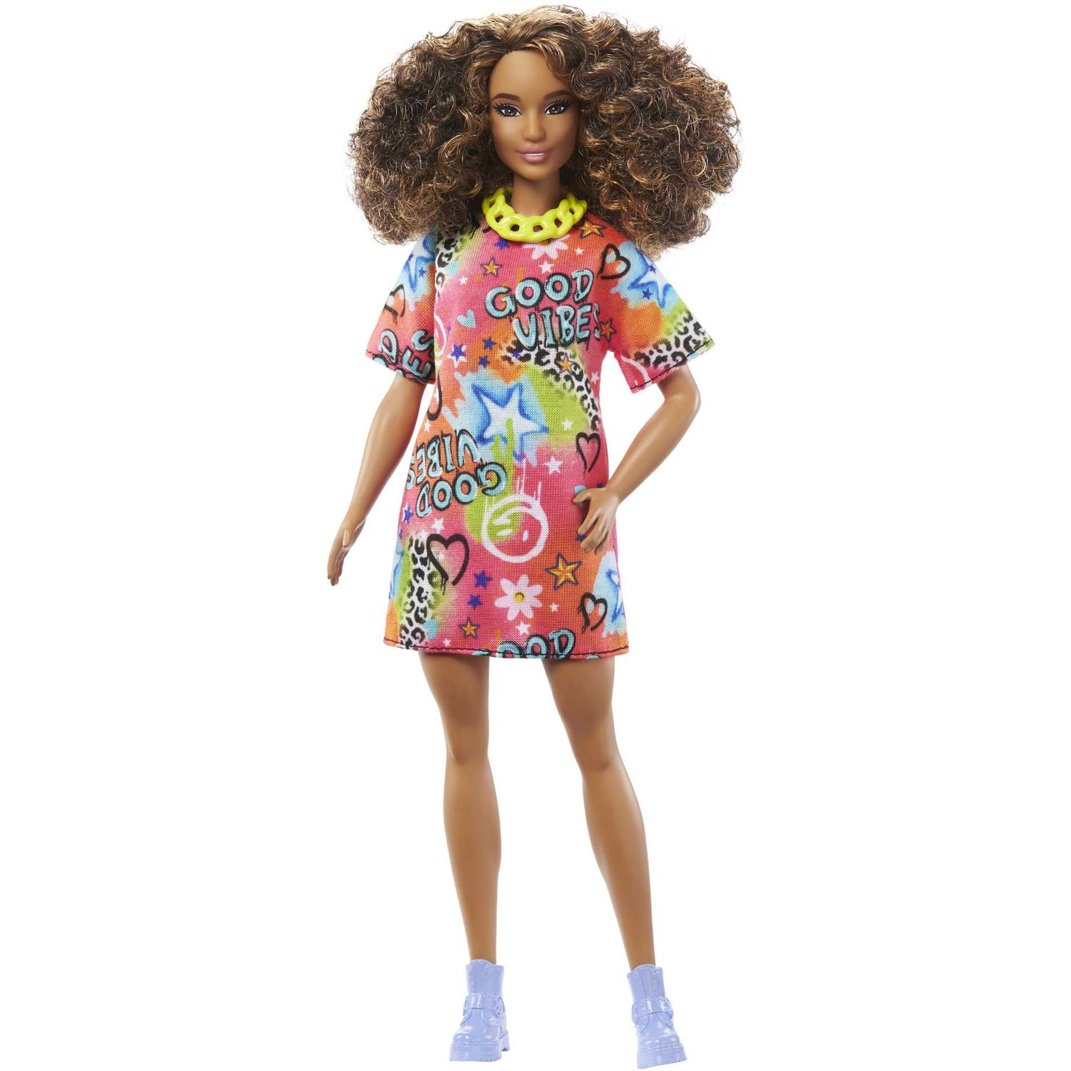 Лялька Barbie Модниця в яскравій сукні-футболці, 30 см (HPF77) - фото 2