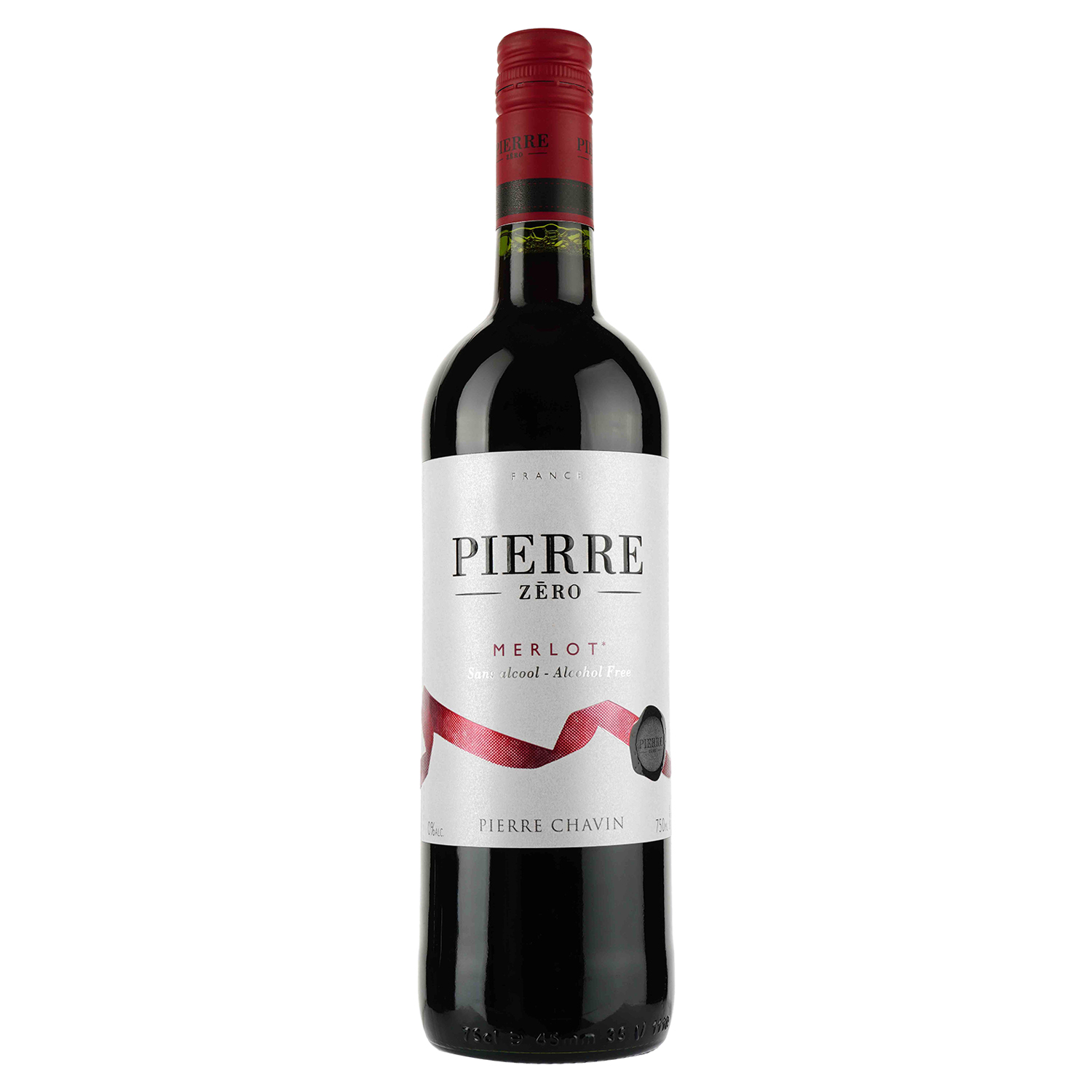 Вино Pierre Zero Merlot, червоне, напівсолодке, безалкогольне, 0,75 л - фото 1