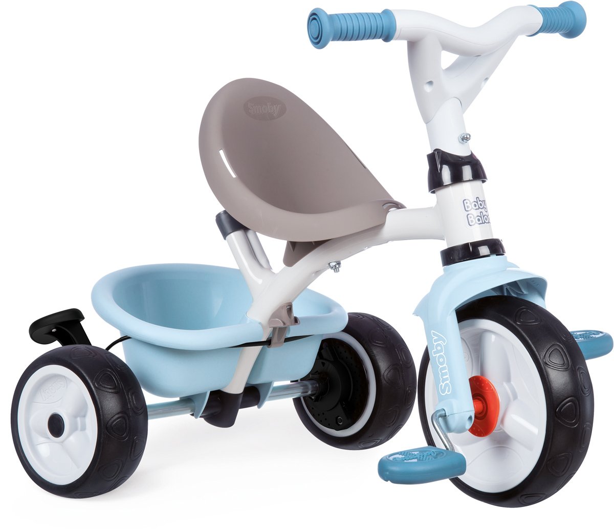 Триколісний велосипед Smoby Toys з козирком, багажником і сумкою, блакитний (741400) - фото 3