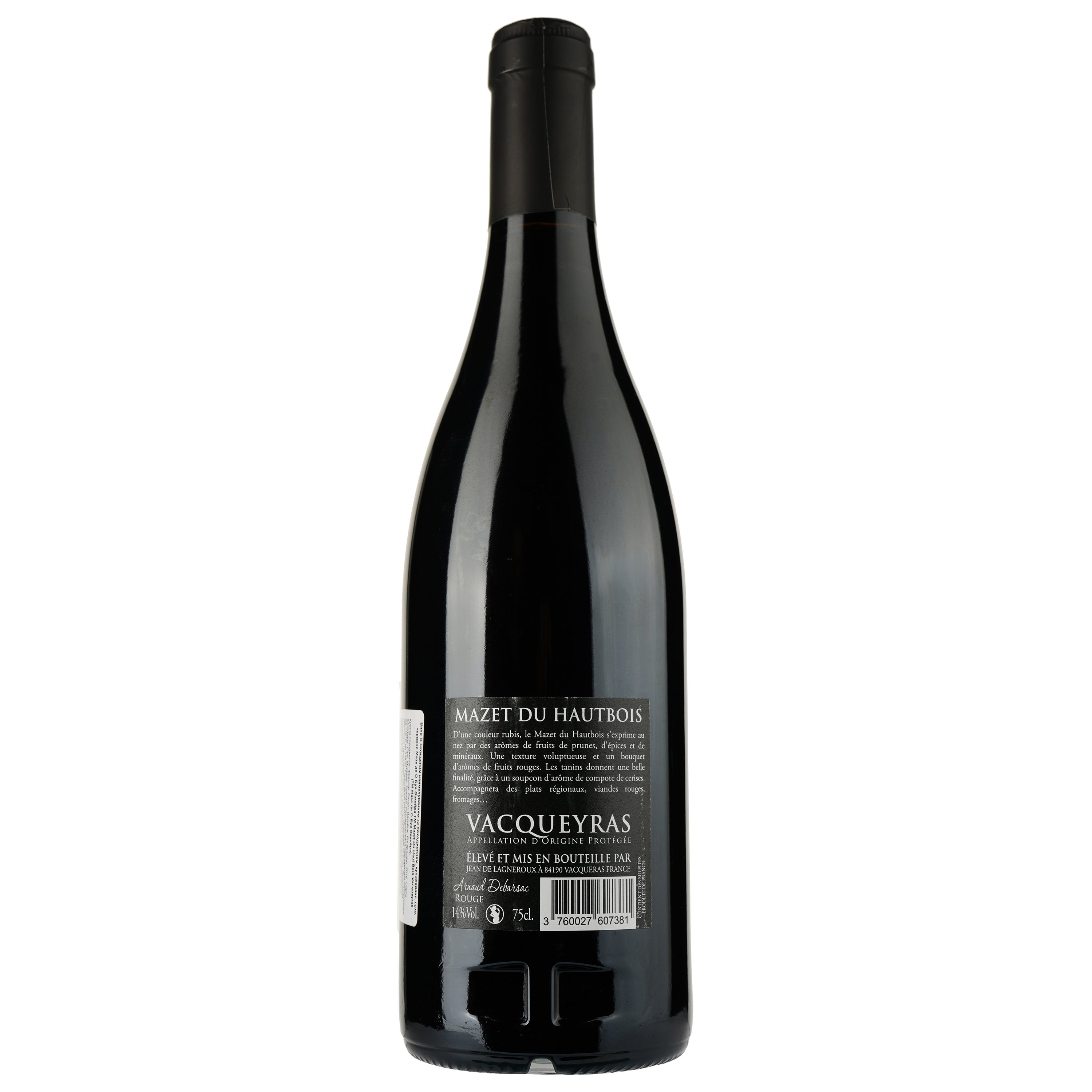 Вино Mazet Du Haut Bois 2016 AOP Vacqueyras, красное, сухое, 0,75 л - фото 2