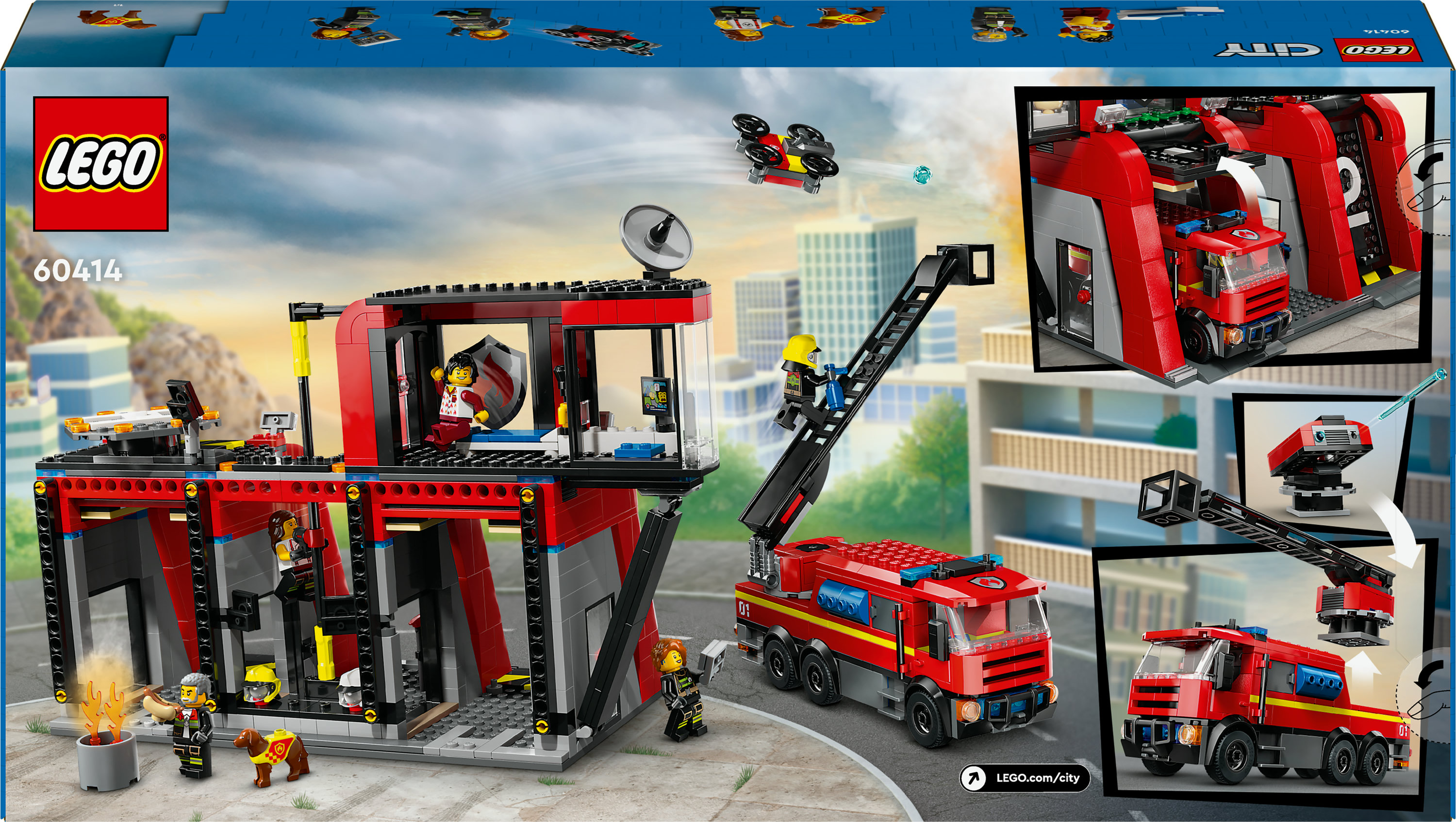 Конструктор LEGO City Пожежне депо з пожежною машиною 843 деталі (60414) - фото 9