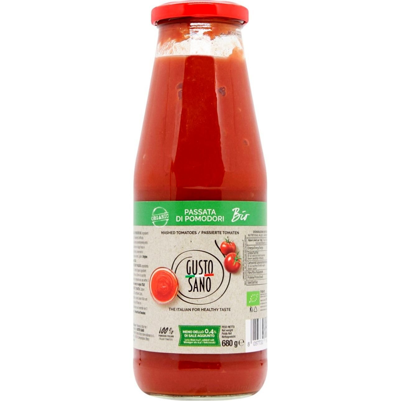 Томатне пюре Gusto Sano Mashed Tomatoes органічне 680 г - фото 1