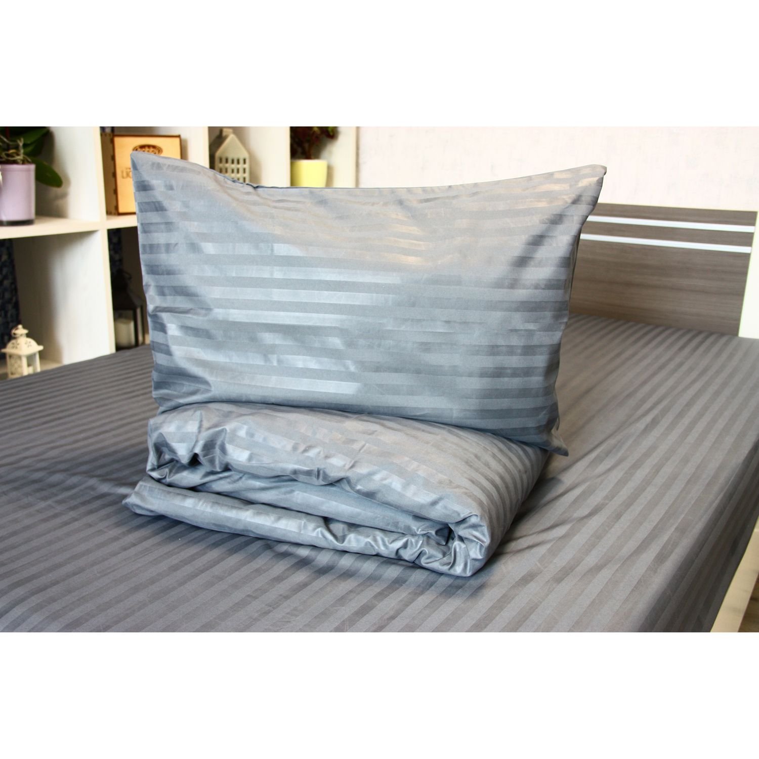 Комплект постільної білизни LightHouse Mf Stripe Graphite, полуторний, сірий (604972) - фото 3