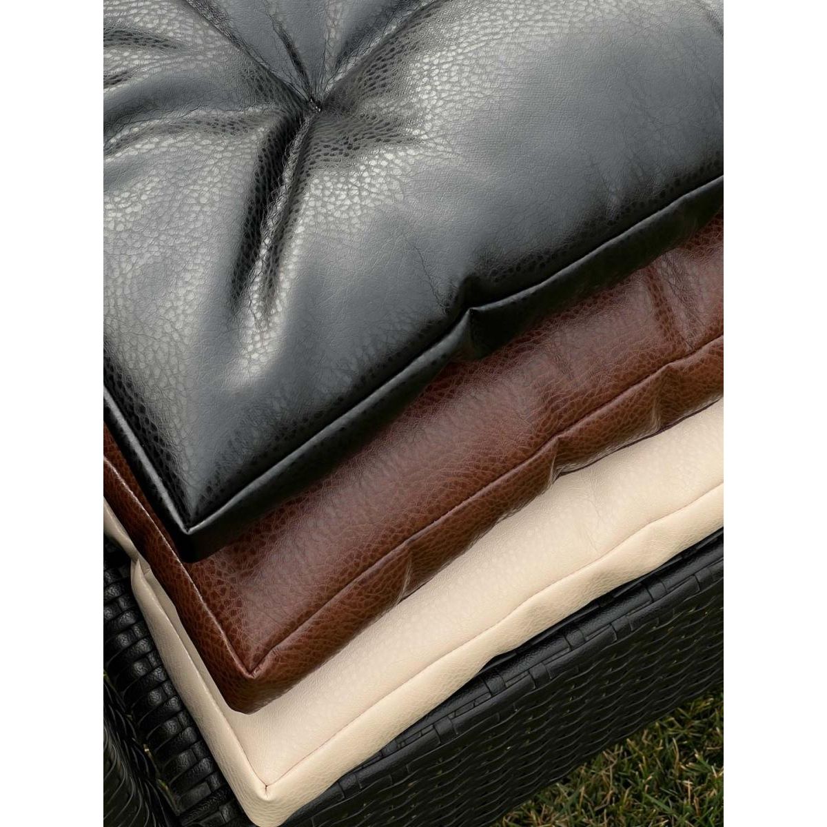 Подушка на стул Прованс из экокожи 40х40 см кремовая (34077) - фото 6