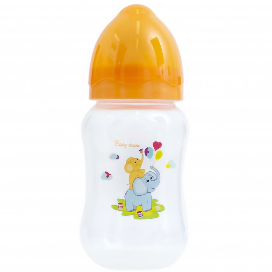 Бутылочка с широким горлышком Baby Team, 250 мл, оранжевая (1002) - фото 1