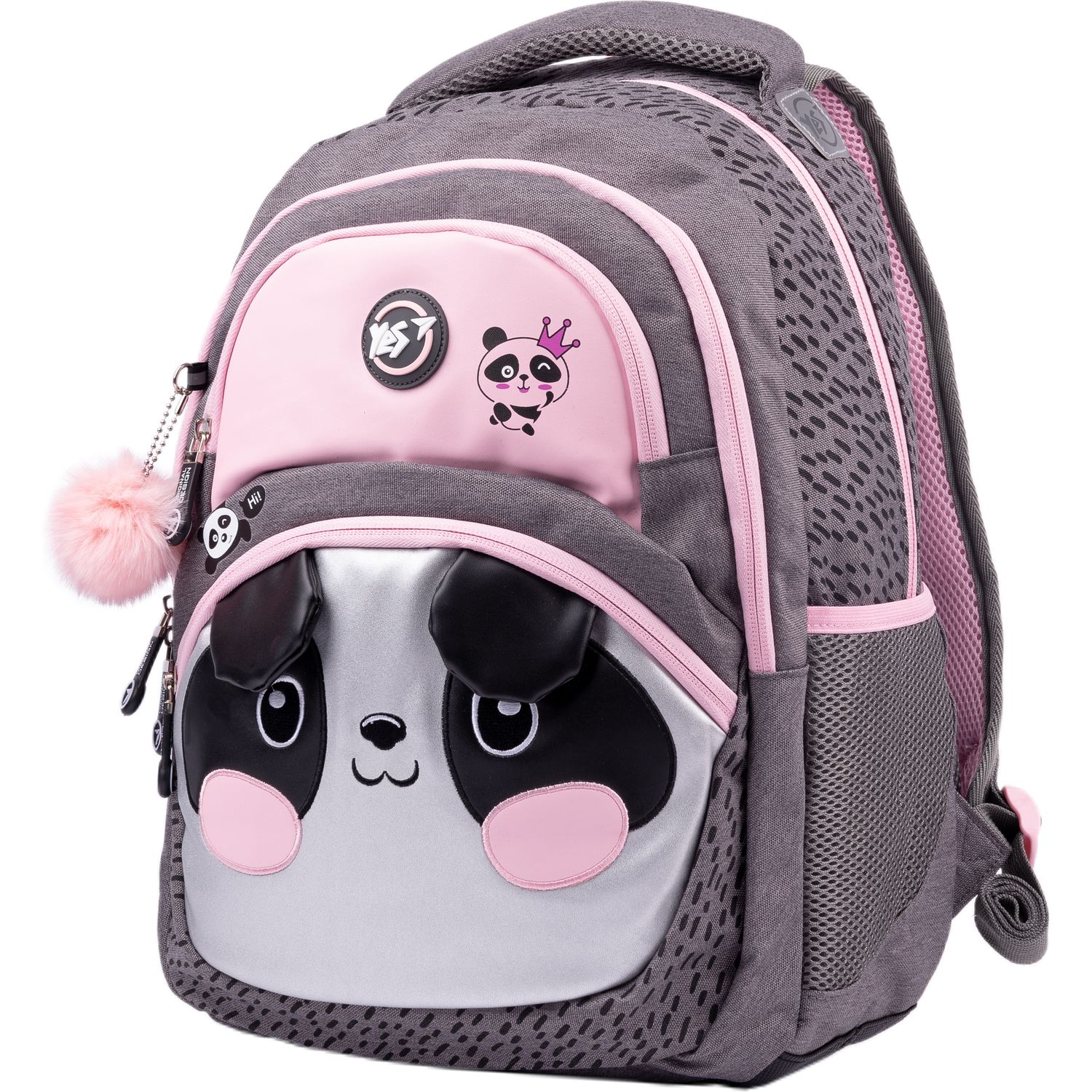 Рюкзак Yes TS-42 Hi panda, серый с розовым (554676) - фото 1