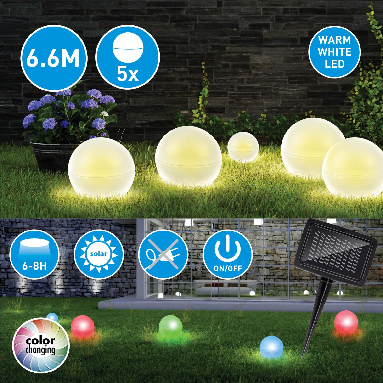 Набор садовых светильников Grundig на солнечной батарее 12x12x75 см 5 шт. - фото 5