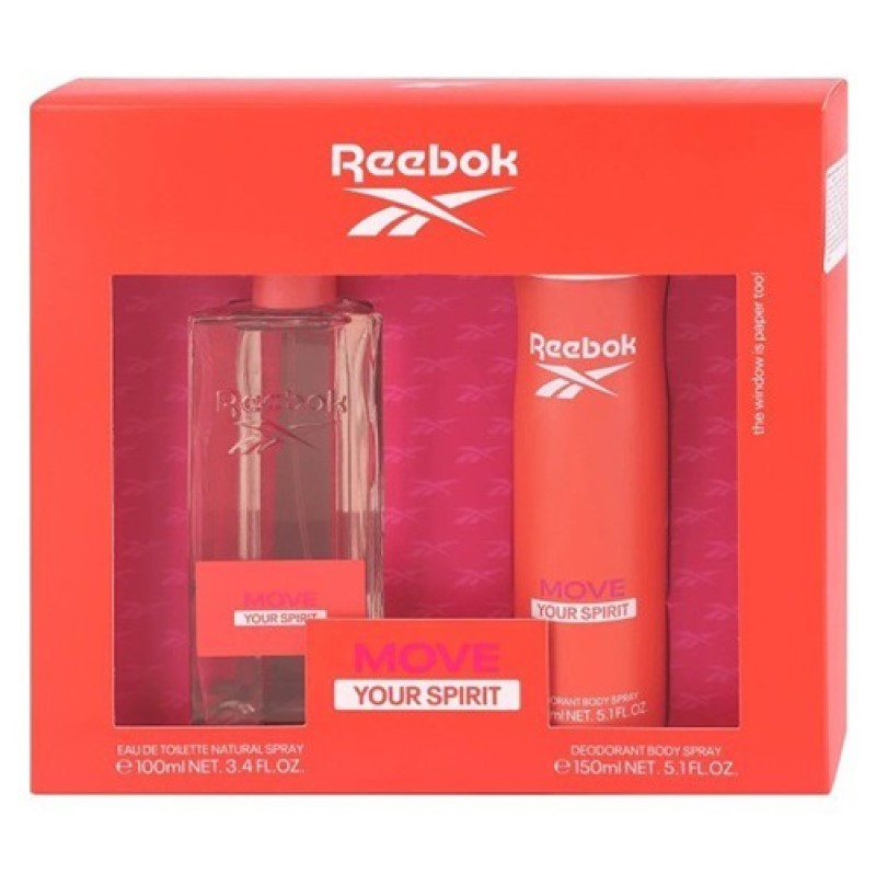 Подарочный набор для женщин Reebok Move your spirit: Туалетная вода, 100 мл + Дезодорант, 150 мл - фото 1