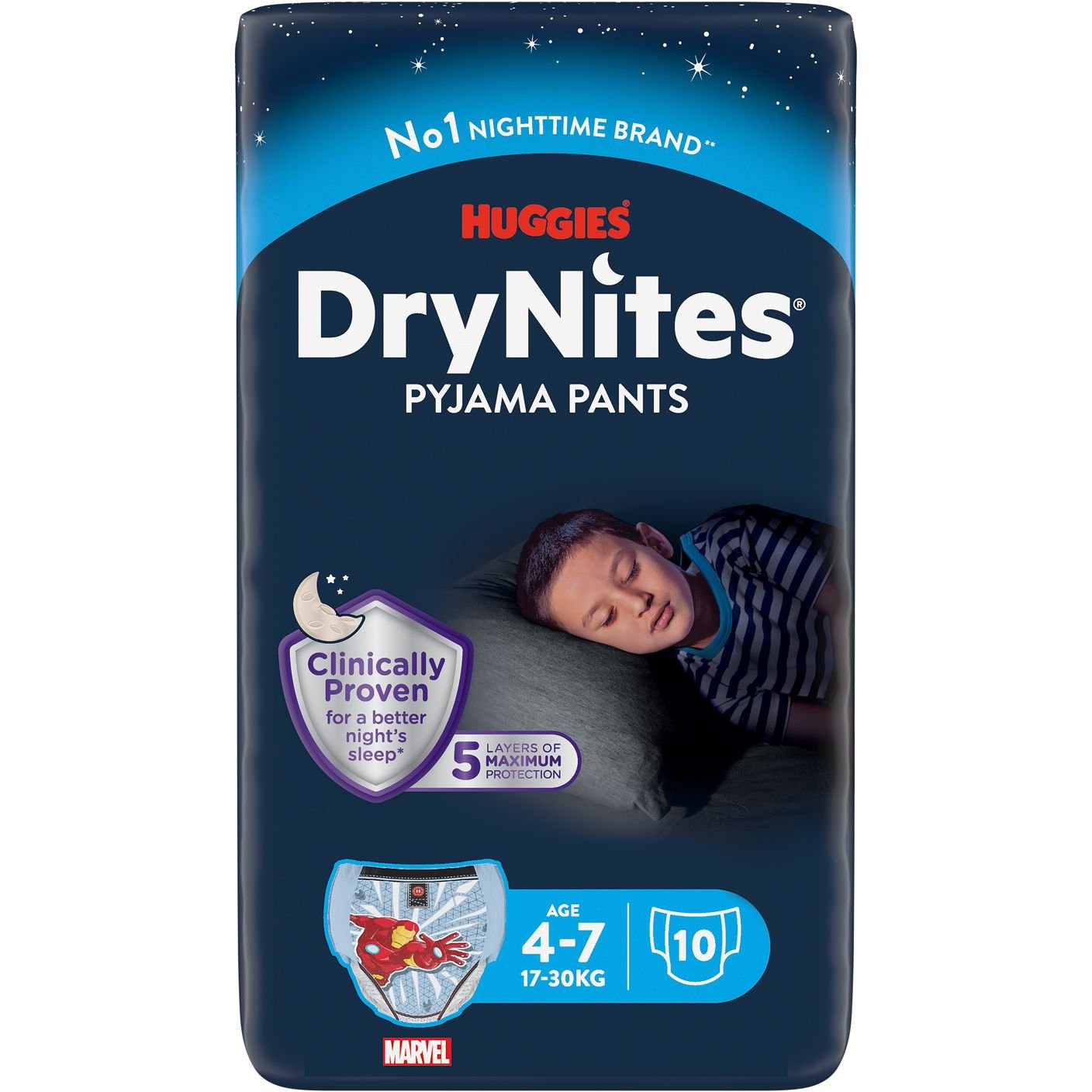 Підгузки-трусики для хлопчиків Huggies DryNites (17-30 кг), 10 шт. - фото 1