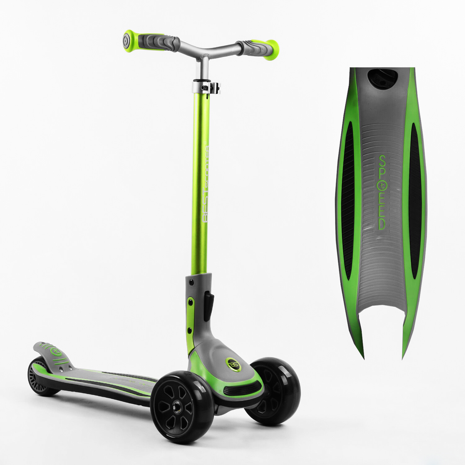 Самокат Best Scooter 69х19х38 см Зелено-сірий 000231629 - фото 2