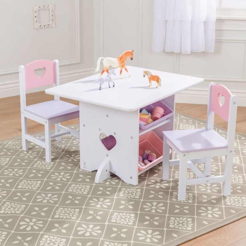 Дитячий стіл з ящиками і двома стільцями KidKraft Heart Table & Chair Set, рожевий (26913) - фото 6