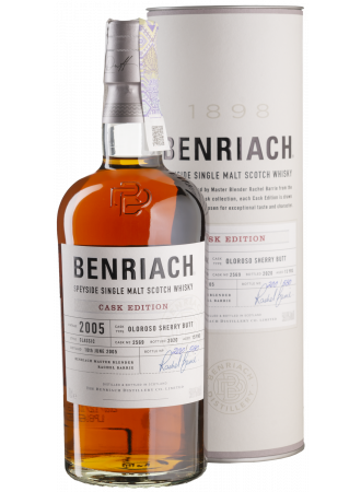 Віскі BenRiach Oloroso Butt Cask #2569 2005 15 yo Single Malt Scotch Whisky 59.8% 0.7 л в тубусі - фото 1