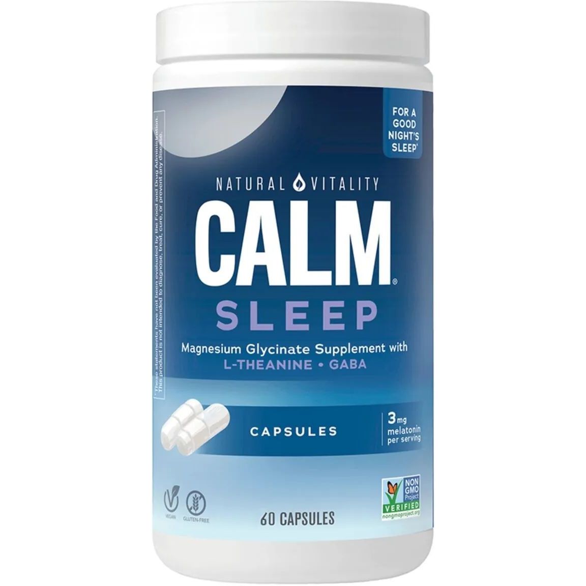 Напиток для спокойного сна Natural Vitality CALM Sleep Magnesium Glycinate with Bergamot Oil 60 капсул. - фото 1