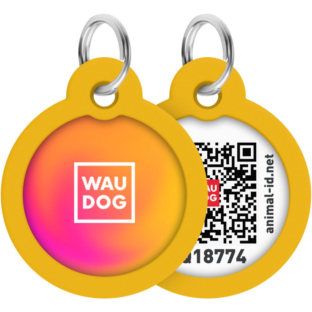 Адресник для собак і котів Waudog Smart ID з QR паспортом Градієнт помаранчевий 25 мм - фото 1