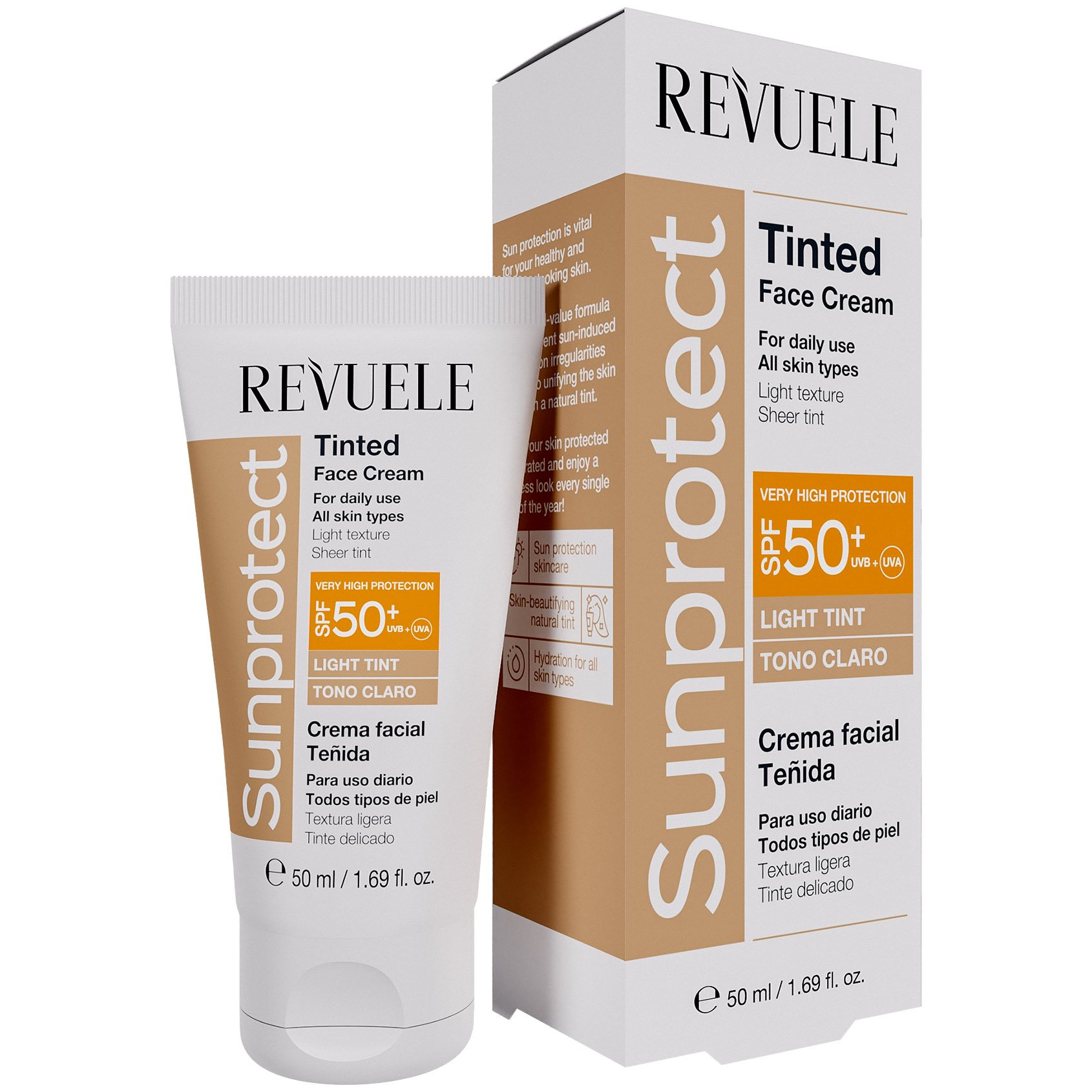 Тонирующий крем для лица Revuele Sunprotect Светлый тон c SPF 50 50 мл - фото 1