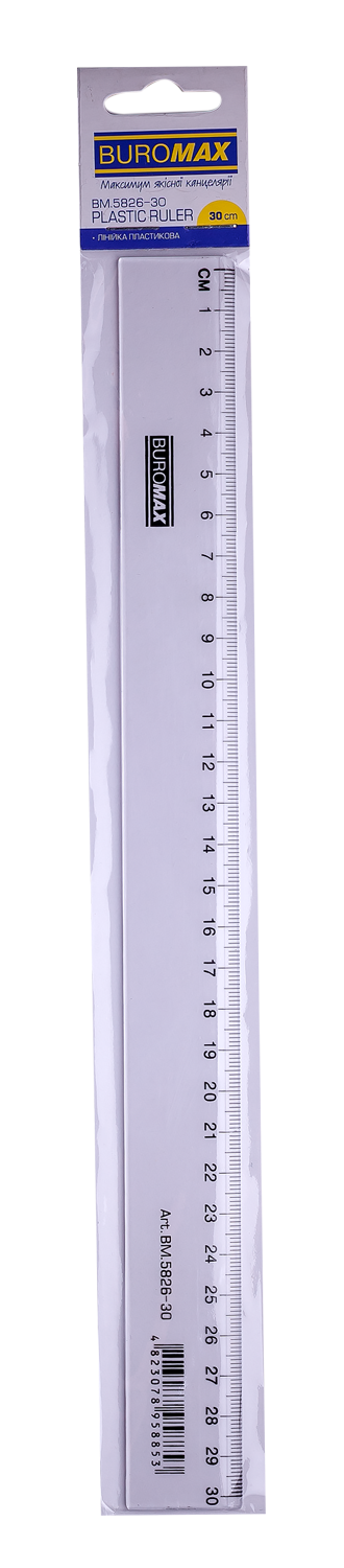 Линейка пластиковая Buromax, 30 см, прозрачный (BM.5826-30) - фото 1