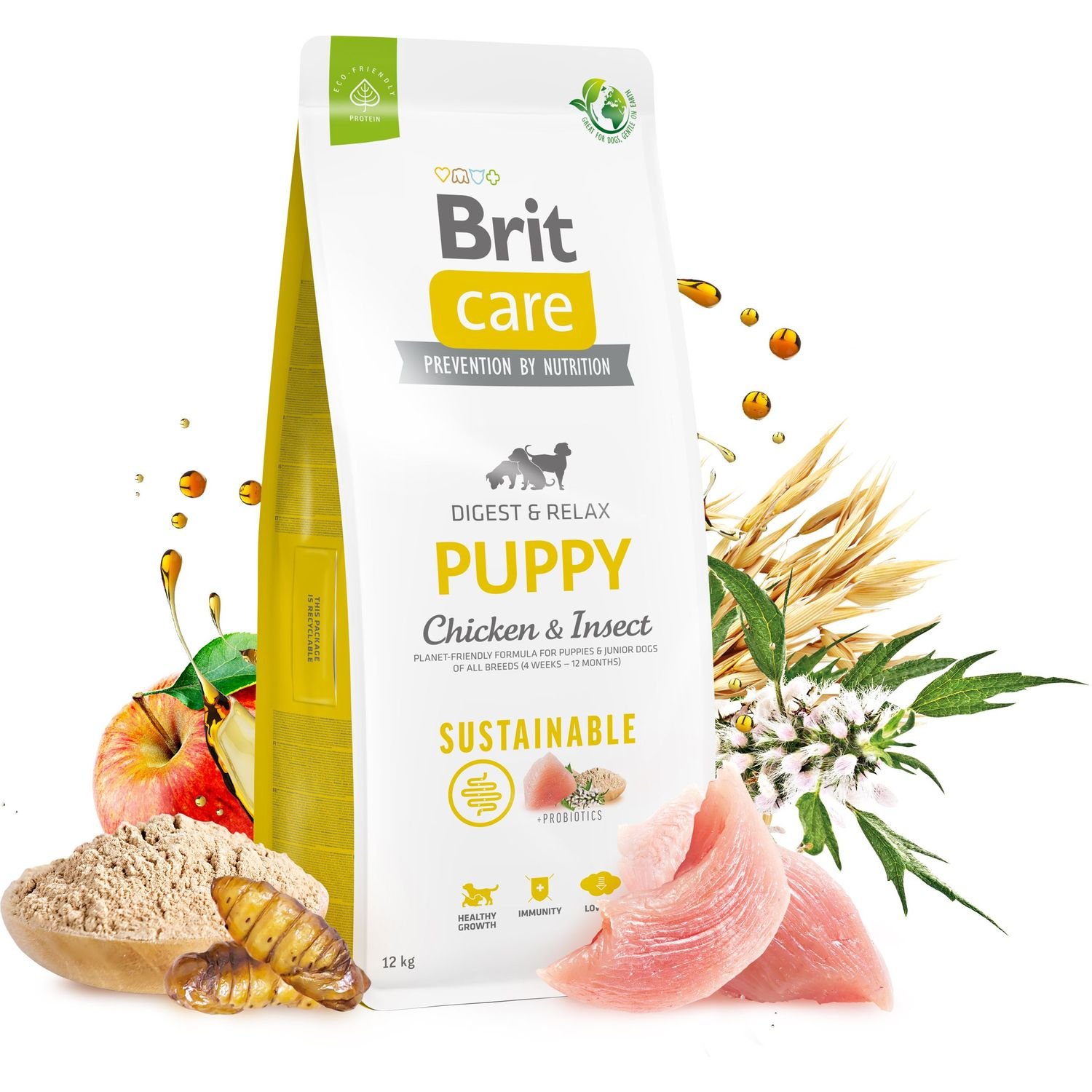 Сухий корм для цуценят Brit Care Dog Sustainable Puppy, з куркою та комахами, 3 кг - фото 2