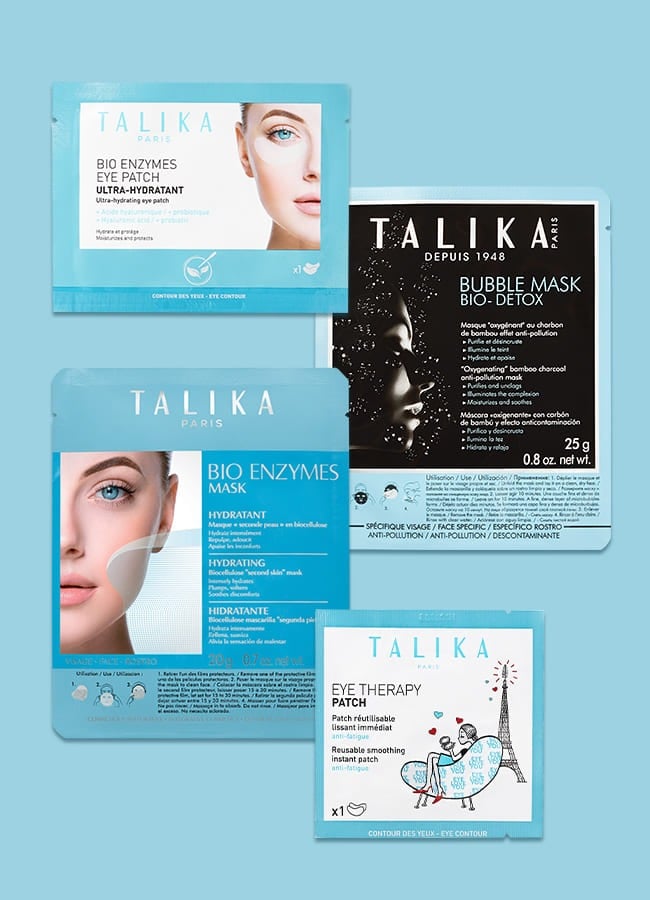 Набір Talika Instant Beauty Kit: маска для обличчя Bio Enzymes Hydrating 1 шт. + маска для обличчя Bubble Bio-Detox 1 шт. + патчі Eye Therapy 1 пара + патчі Bio Enzymes 1 пара - фото 3