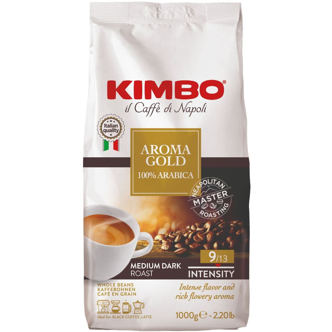 Кава в зернах Kimbo Aroma Gold, 100% Arabica, 1 кг (732159) - фото 1