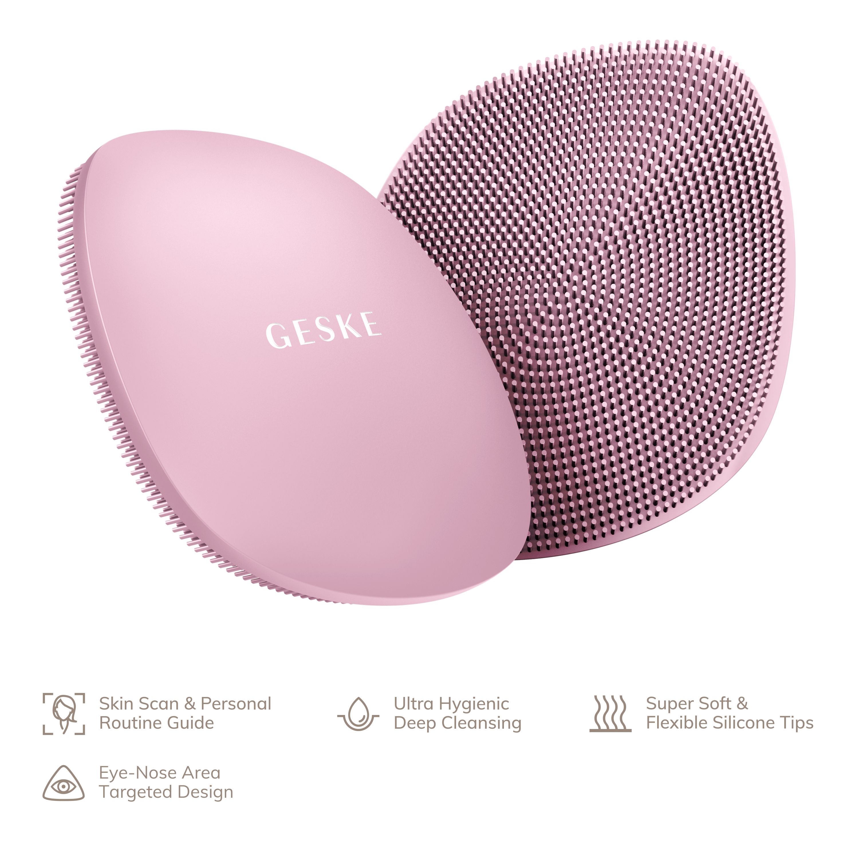 Щетка для лица GESKE Facial Brush 4 в 1 розовая - фото 2