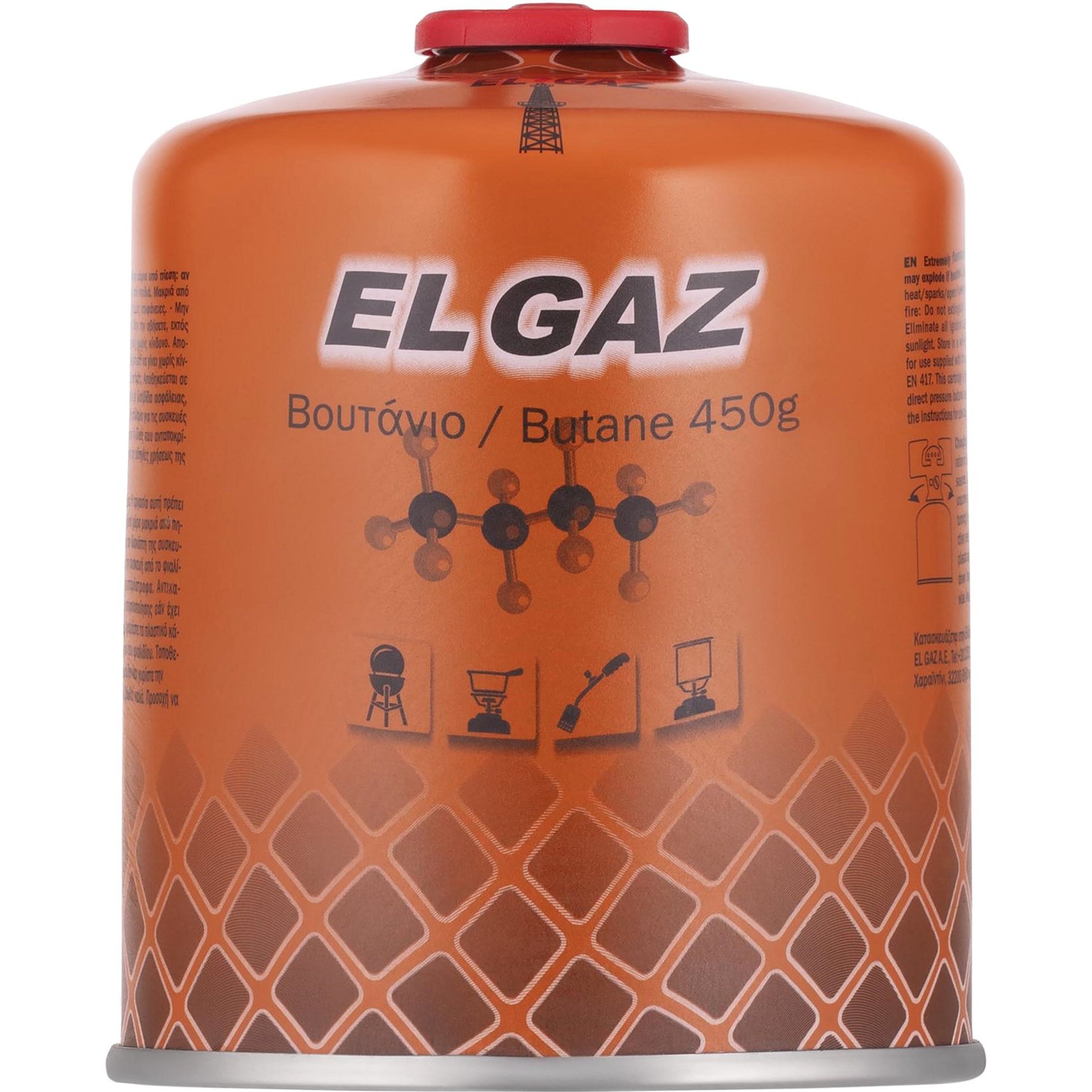 Баллон-картридж газовый El Gaz ELG-400 с двухслойным бутанным клапаном 450 г (104ELG-400) - фото 1