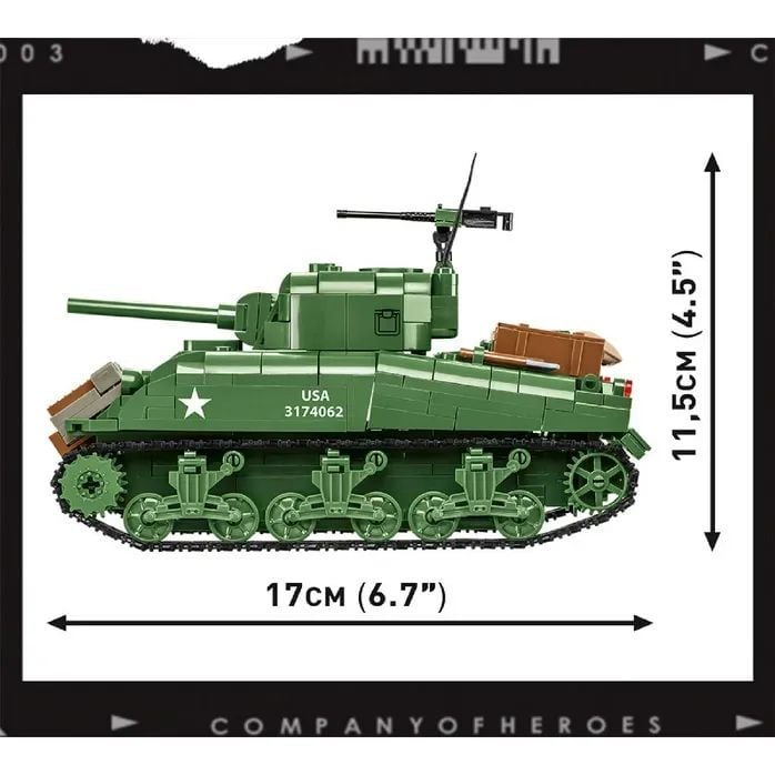 Конструктор Cobi Company of Heroes 3 Танк Шерман M4, масштаб 1:35, 615 деталей (COBI-3044) - фото 9