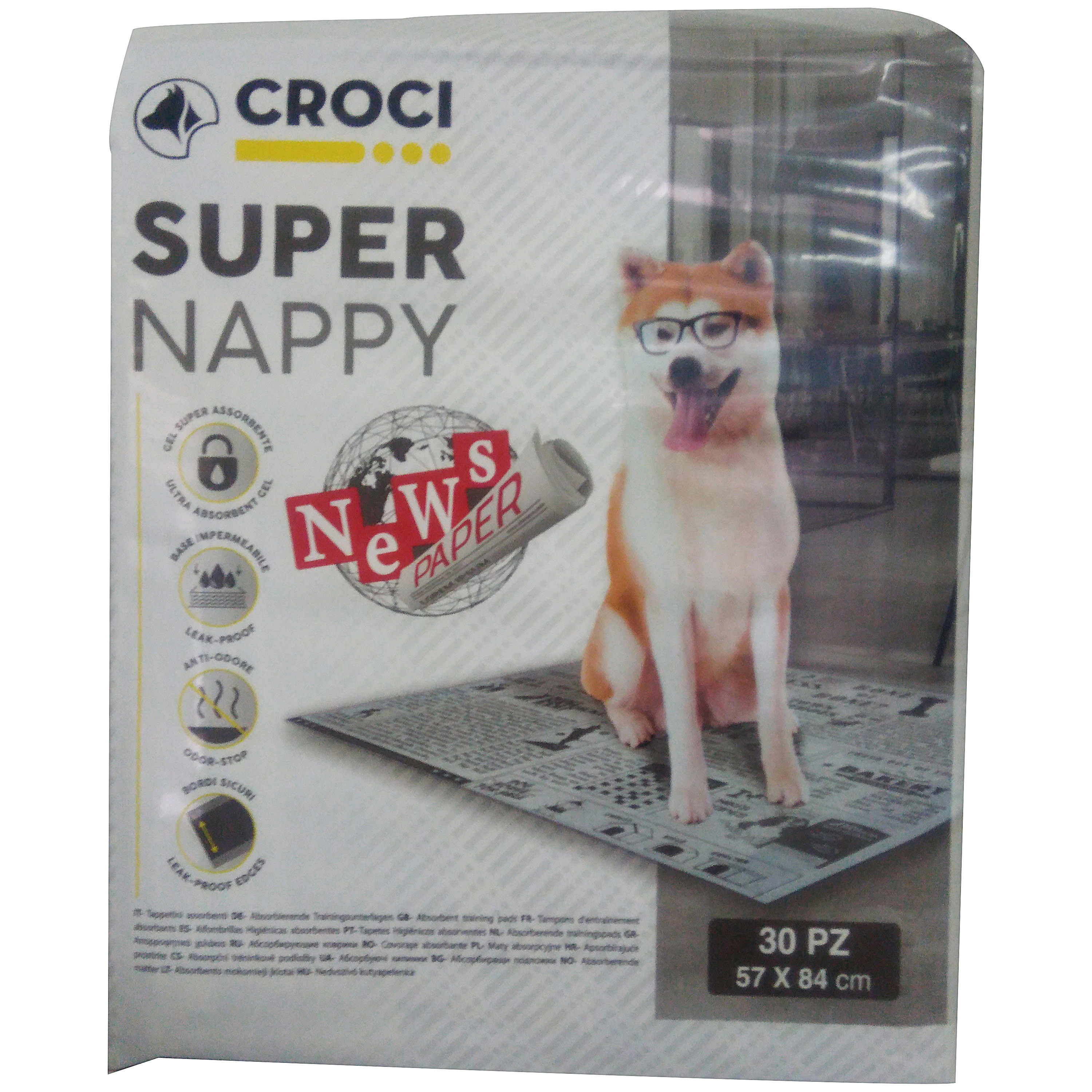 Пелюшки для собак Croci Super Nappy Newspaper одноразові 57х84 см 30 шт. - фото 1