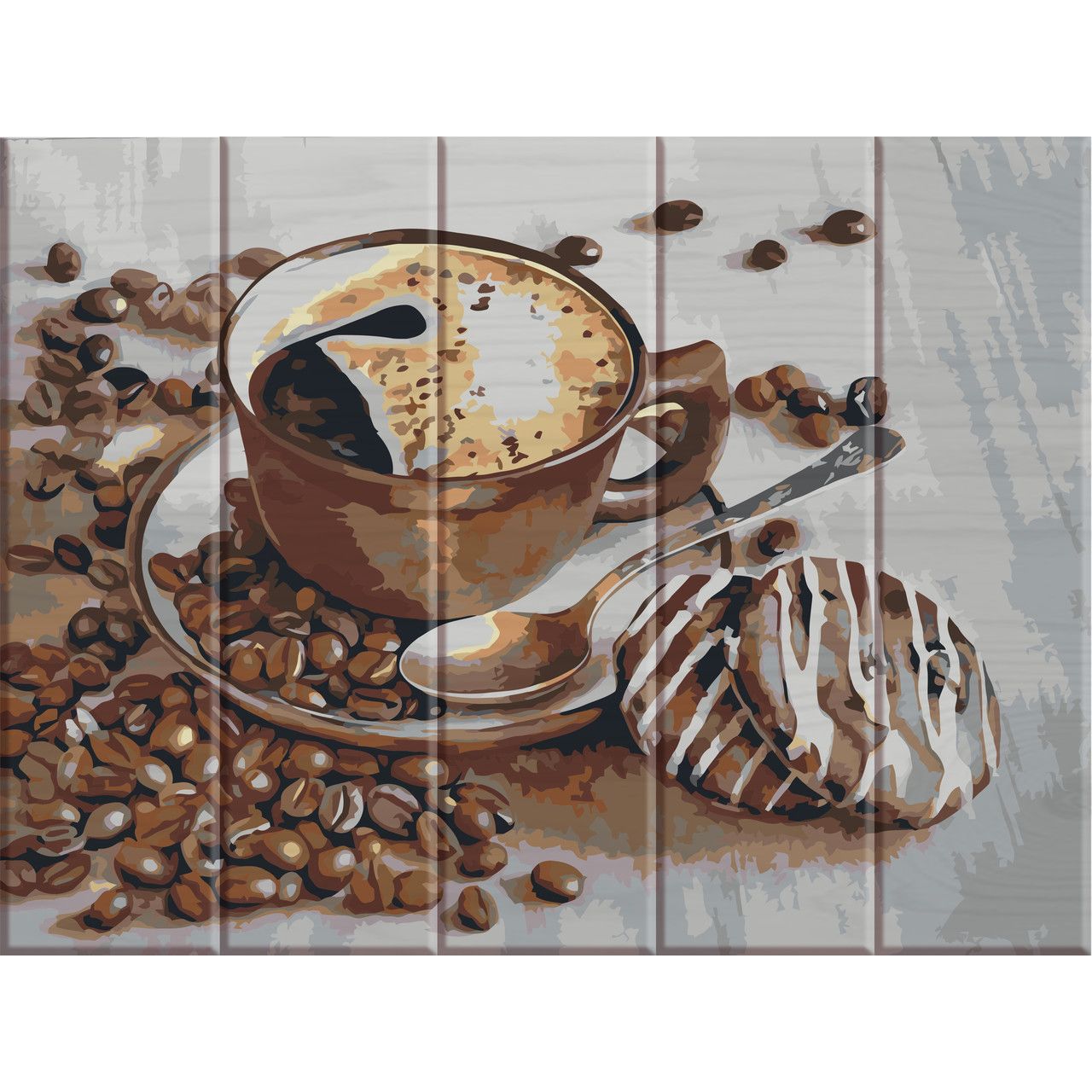 Картина за номерами на дереві Чашка кофе ArtStory 30х40 см різнокольорова 000169510 - фото 1
