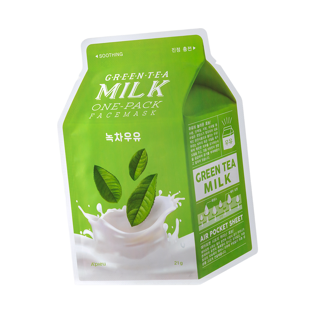 Фото - Маска для обличчя Apieu Тканинна маска A'pieu Green Tea Milk One-Pack з екстрактом зеленого чаю, 2 