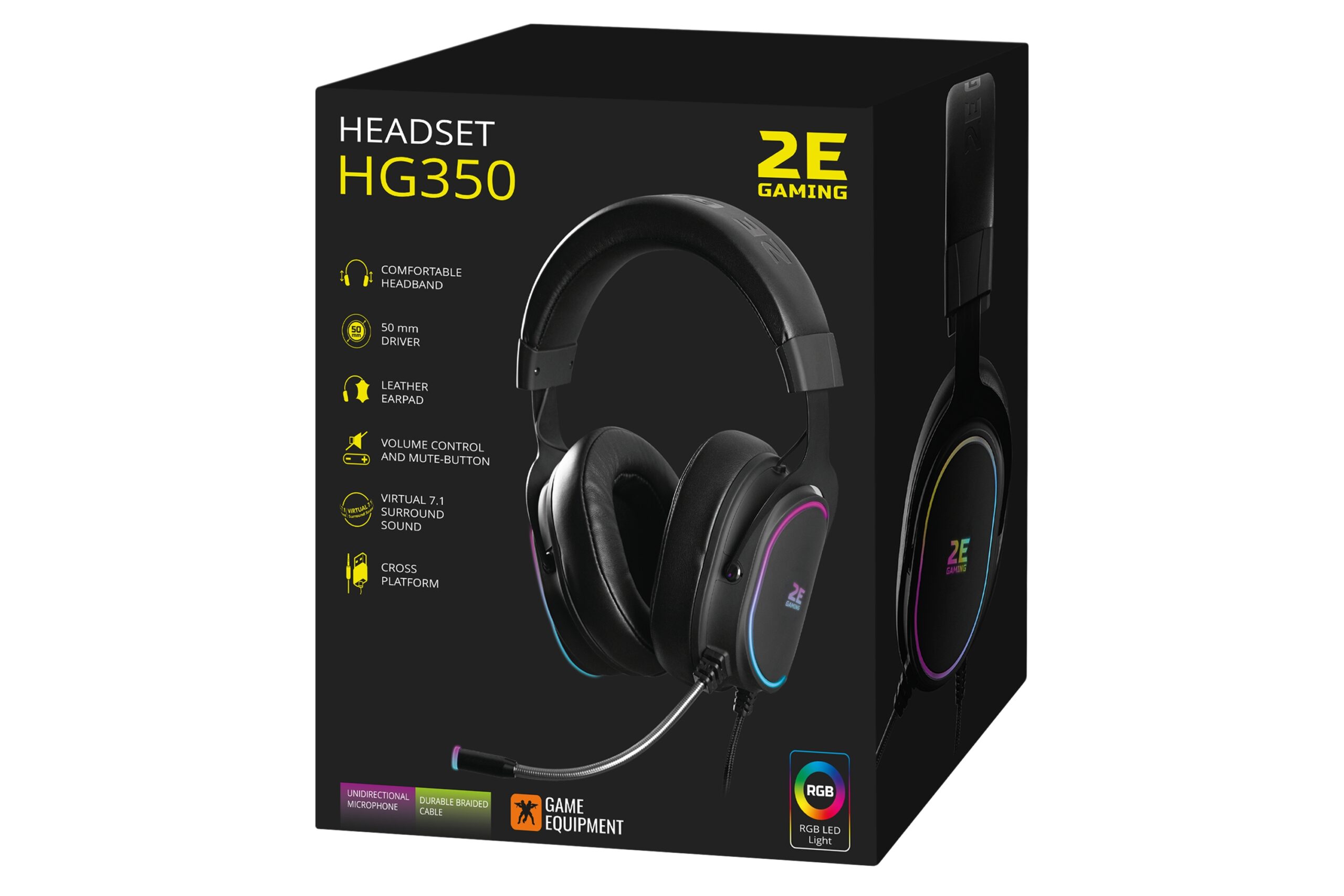 Наушники игровые 2E Gaming HG350 RGB USB-A 7.1 Black с микрофоном - фото 2