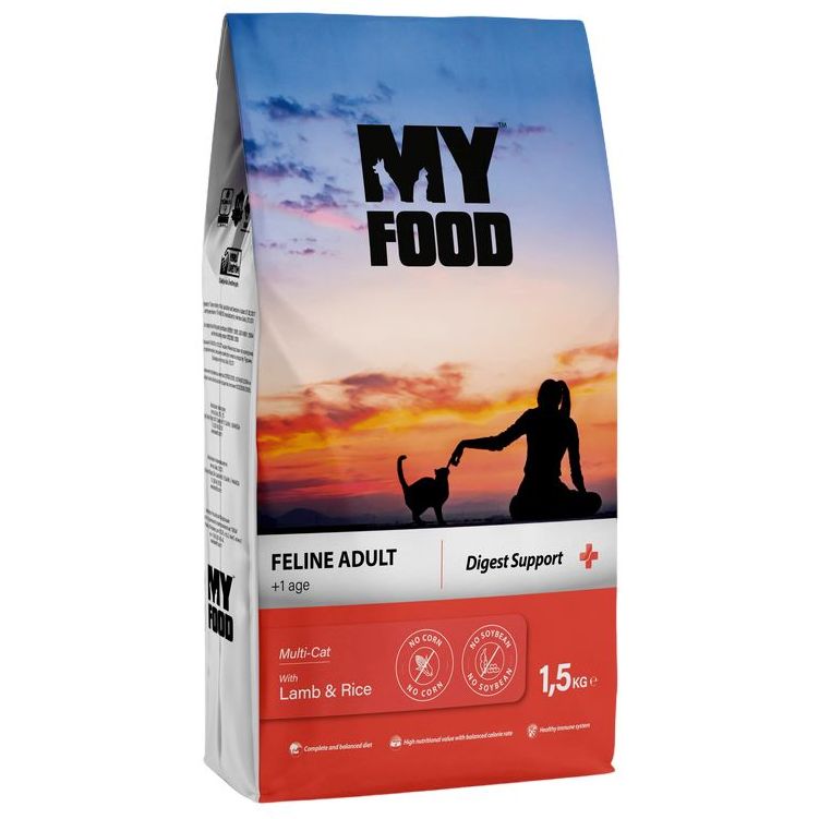 Сухой корм для взрослых котов Myfood Суперпремиум с ягненком и рисом, 1,5 кг - фото 1