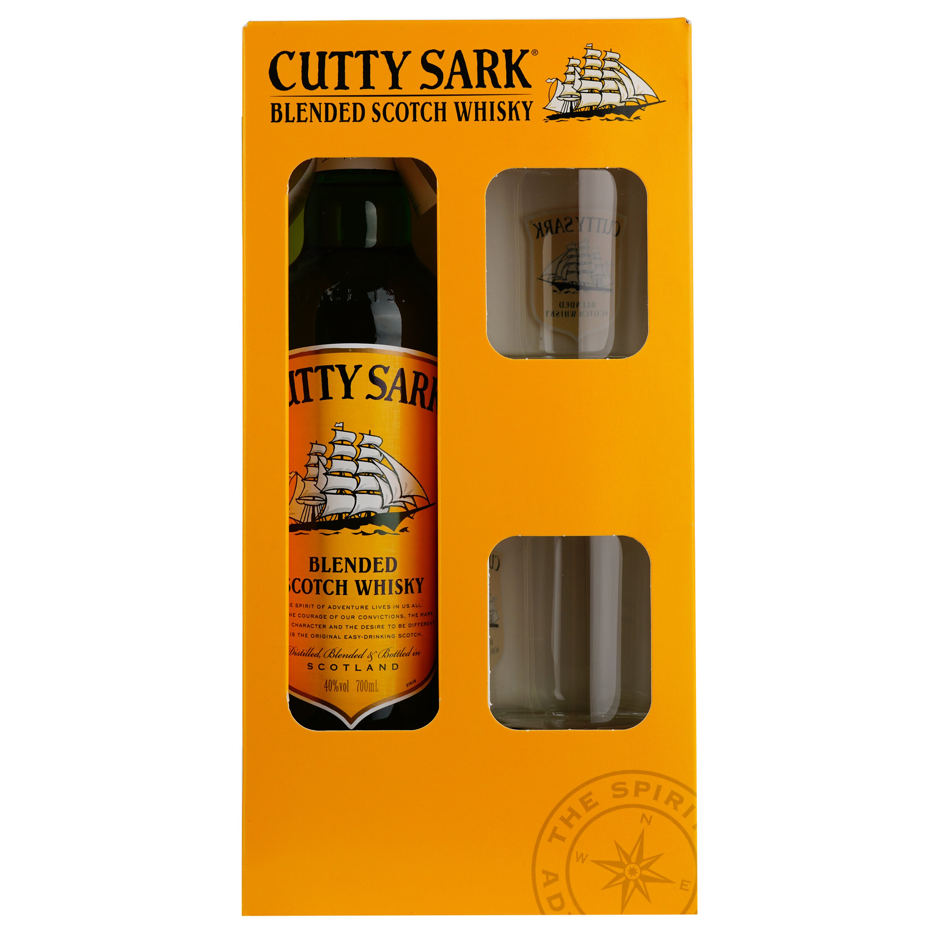 Набор: Виски Cutty Sark, 40%, 0,7 л + 2 стакана - фото 1