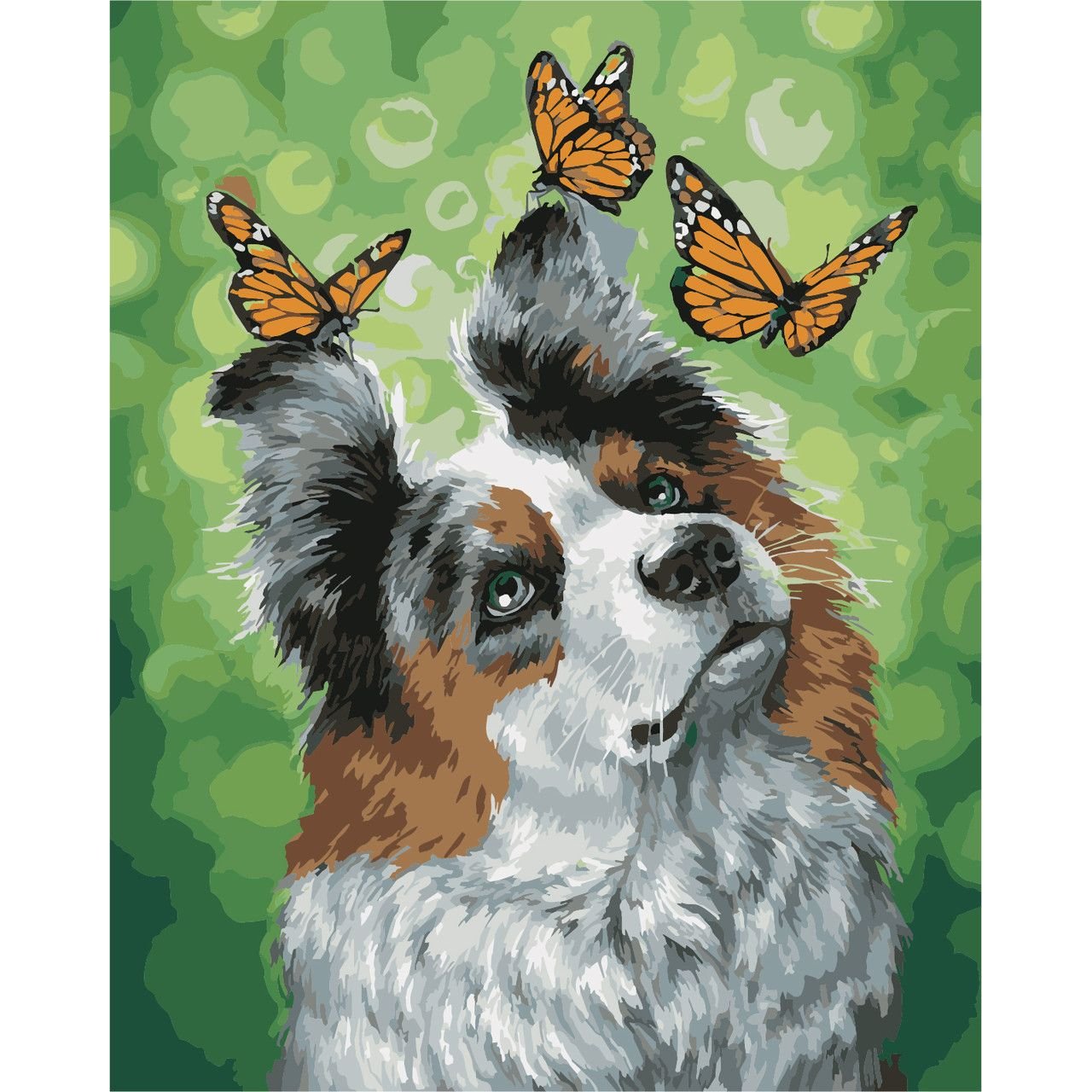 Картина за номерами Собака та бабочки ArtStory 40х50 см різнокольорова 000169064 - фото 1