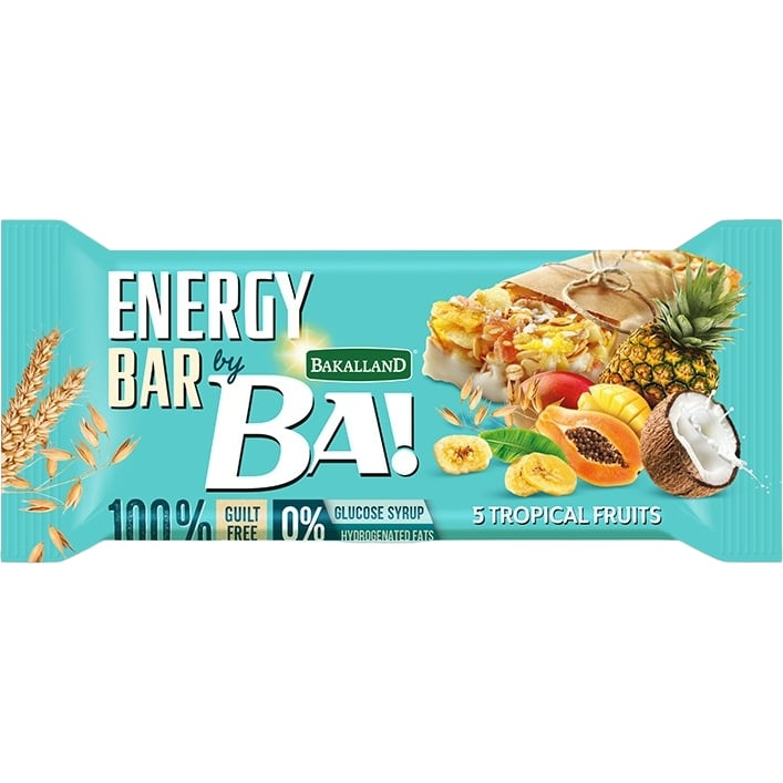 Злаковый батончик Bakalland Ba! Energy Bar 5 Tropical Fruits 40 г - фото 1