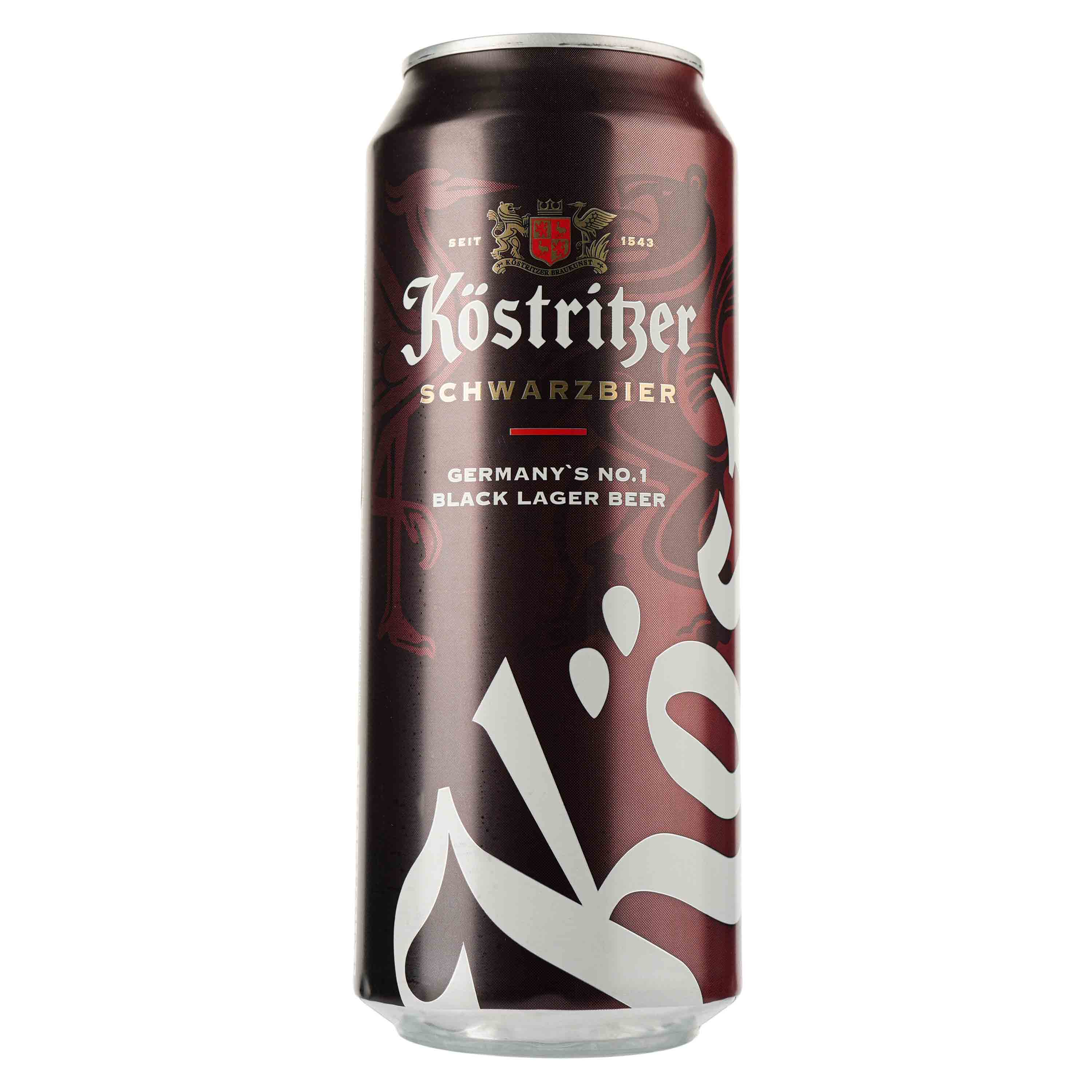 Пиво Kostritzer Schwarzbier, темное, ж/б, 4,8%, 0,5 л - фото 1