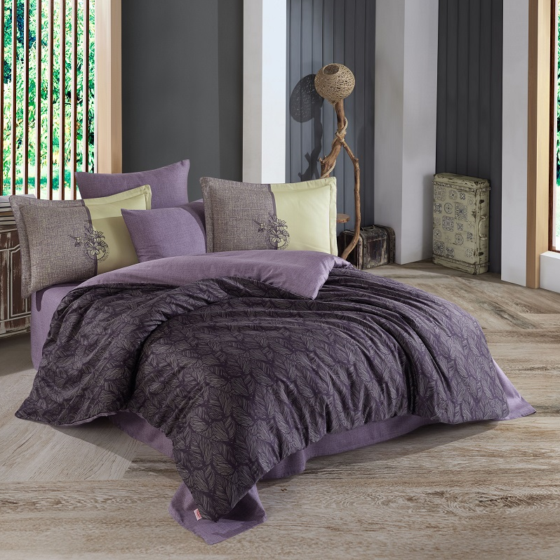 Комплект постельного белья Hobby Exclusive Sateen Lotus, евростандарт, фиолетовый - фото 1