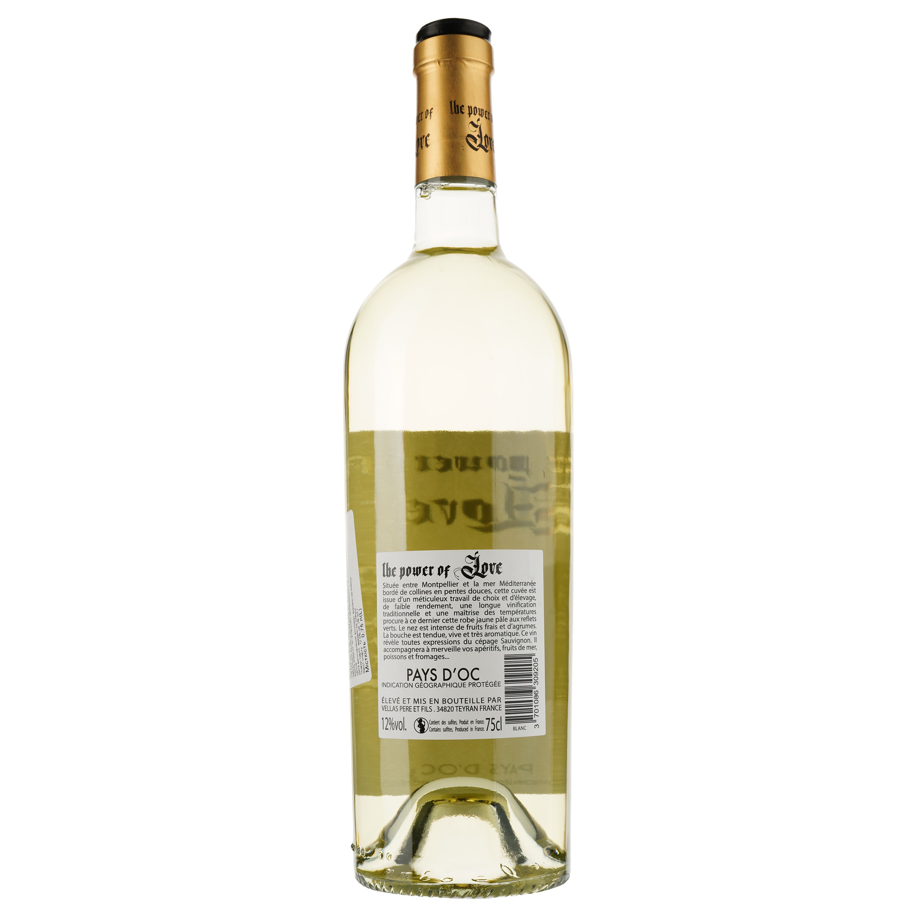Вино Power Of Love Blanc IGP Pays D'Oc, белое, сухое, 0,75 л - фото 2