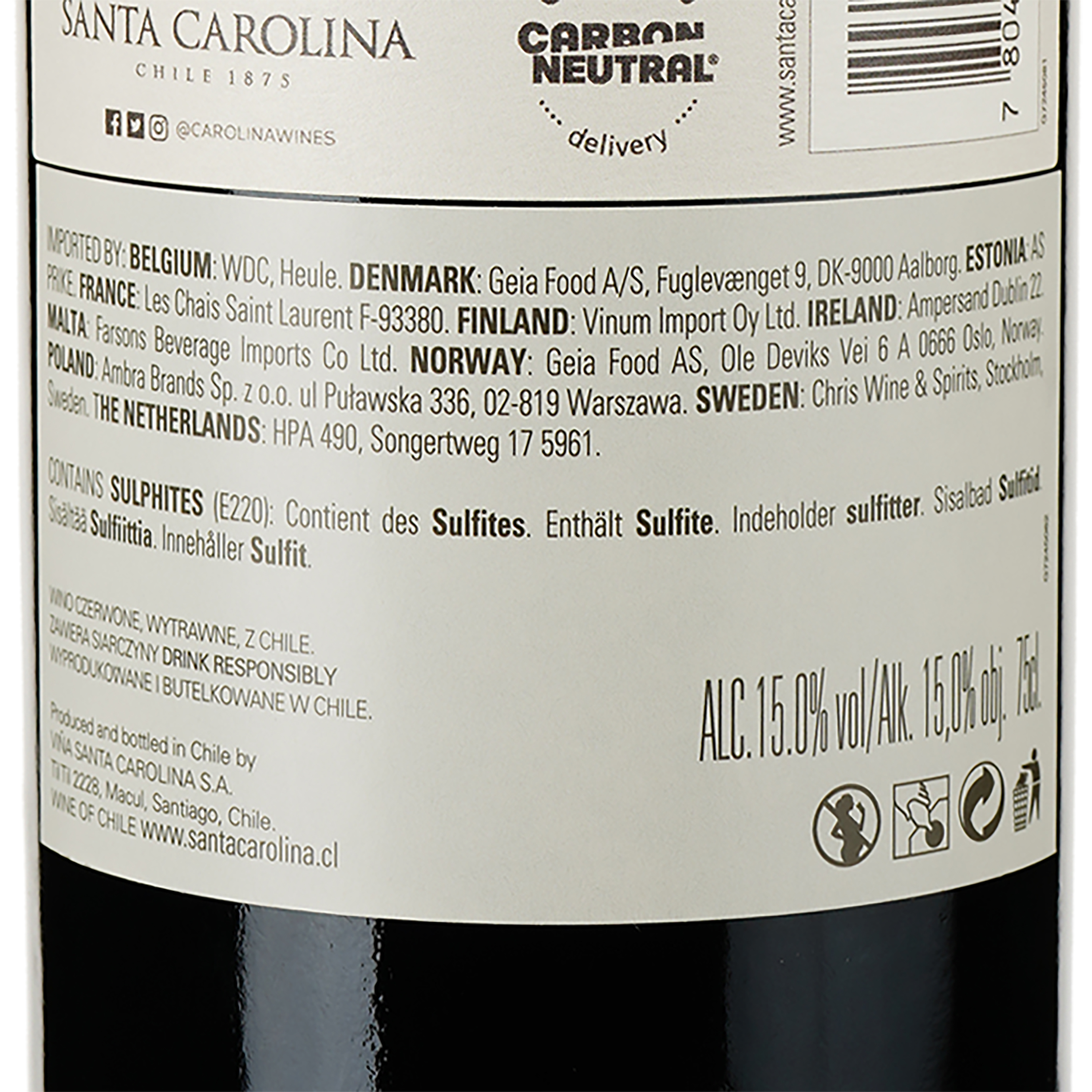 Вино VSC Santa Carolina, червоне, сухе, 0,75 л (891507) - фото 3