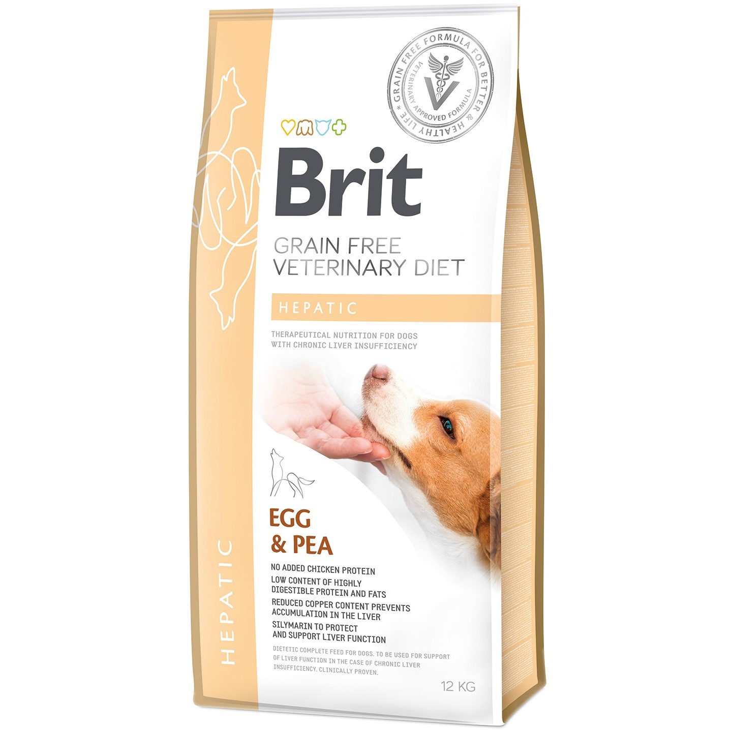 Сухий корм для дорослих собак Brit VetDiets Grain Free Hepatic при хворобі печінки з яйцем, горохом, бататом та гречкою 12 кг - фото 1