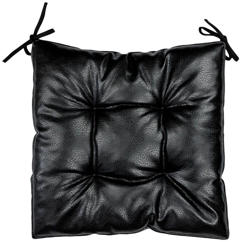 Подушка на стул Прованс из экокожи 40х40 см черная (34075) - фото 1