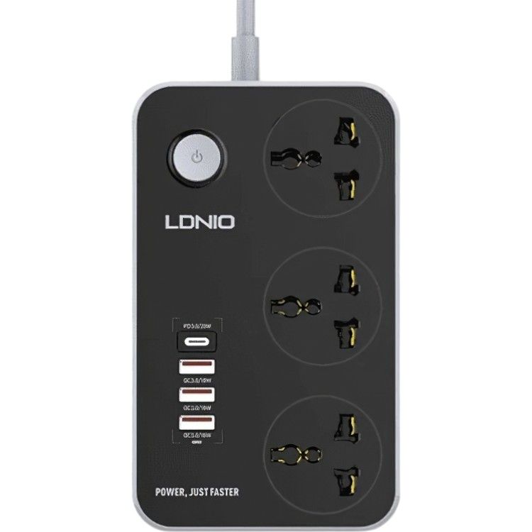 Мережевий подовжувач LDNIO 3x220V та 3xUSB-A та 1xUSB-C 2 м - фото 1