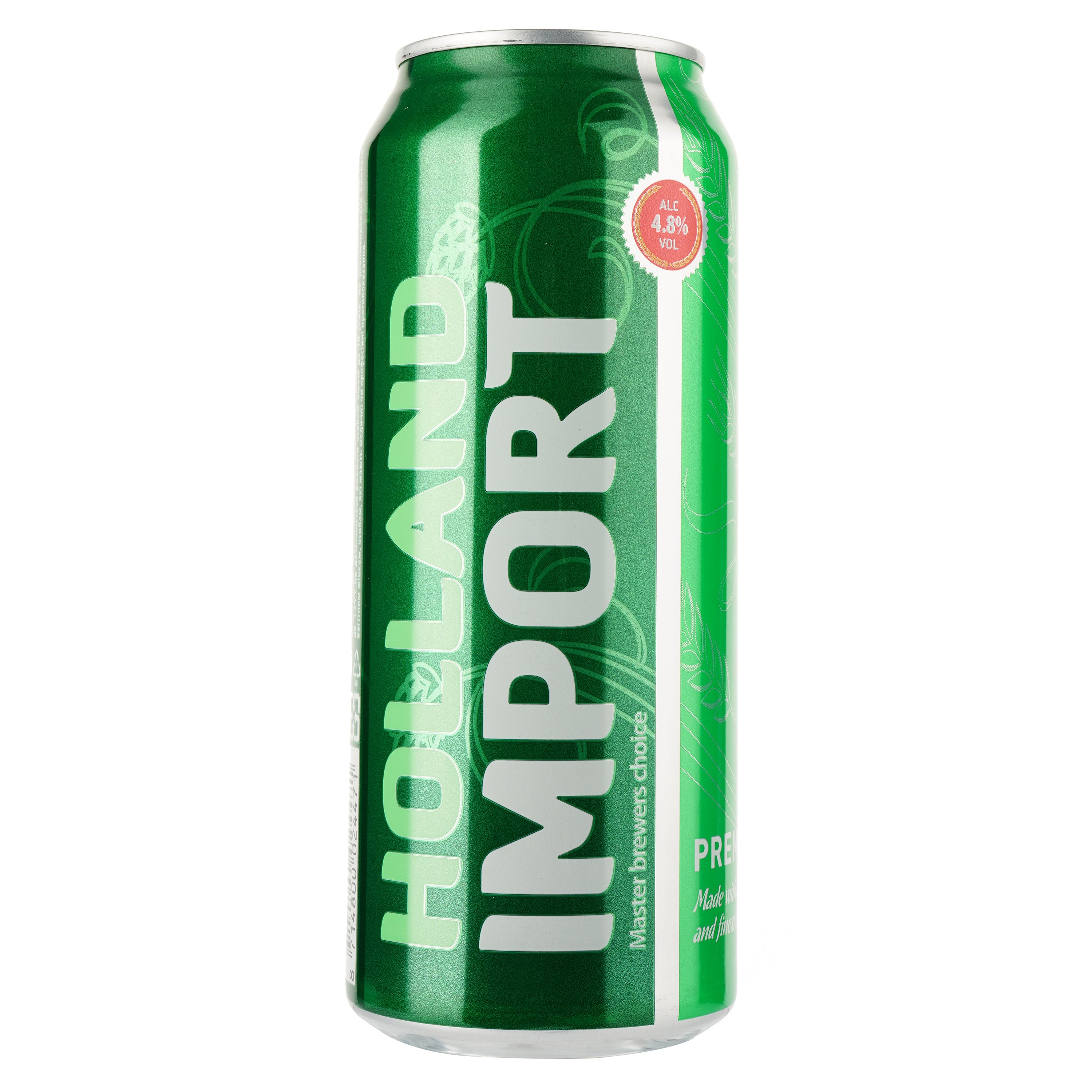 Пиво Holland Import, світле, фільтроване, 4,8%, з/б, 0,5 л - фото 1