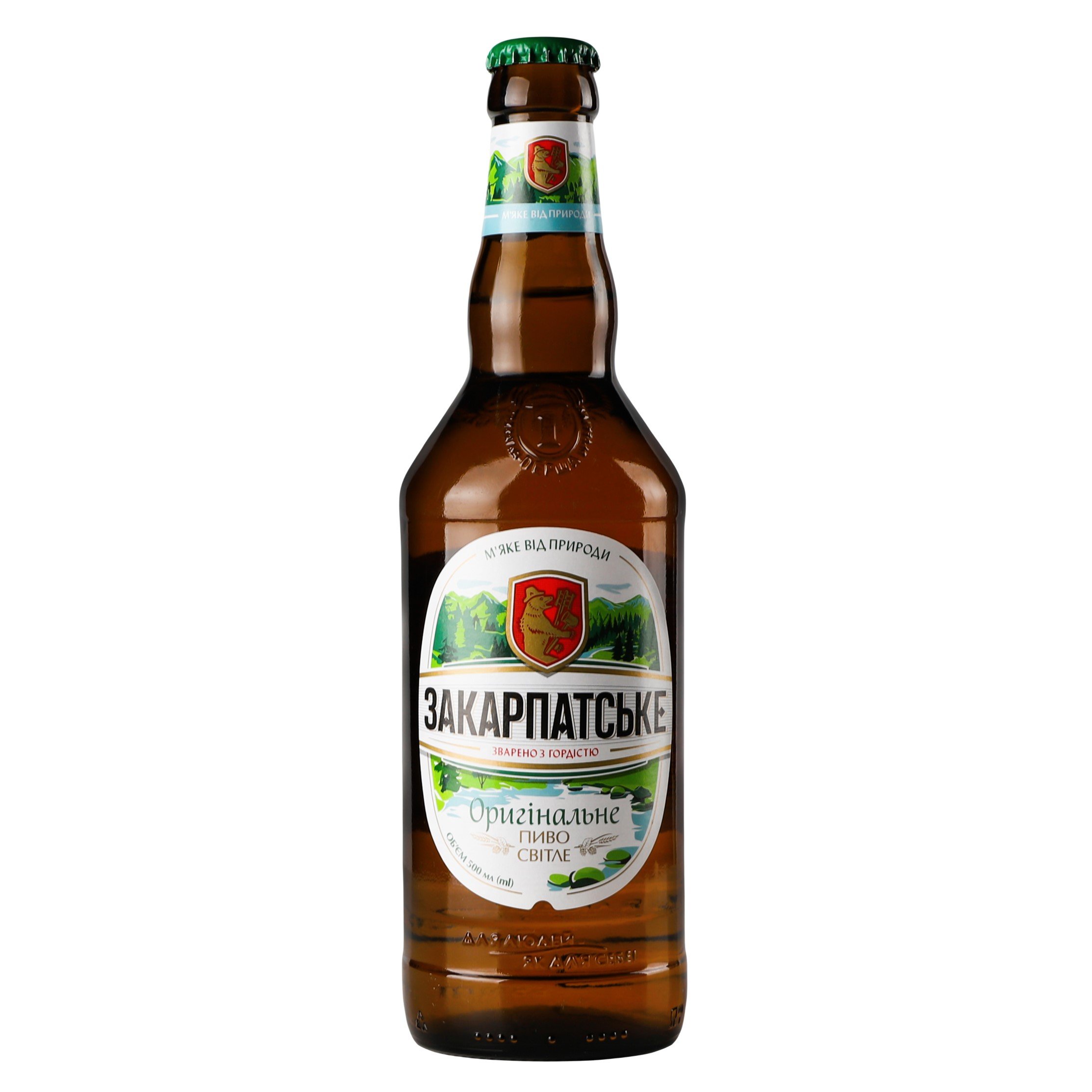 Пиво Перша приватна броварня Закарпатское, светлое, фильтрованное, 4,1%, 0,5 л (660937) - фото 1