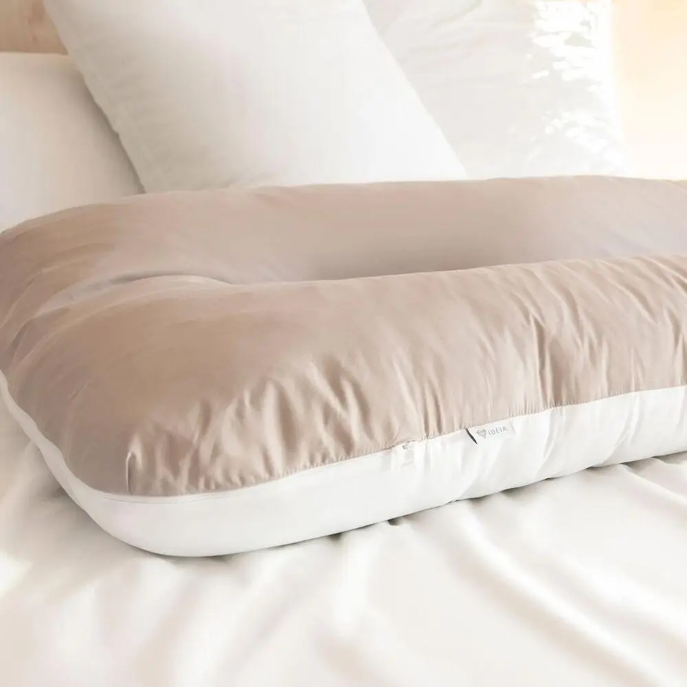 Наволочка-чохол на П-подібну подушку для вагітних і відпочинку Ideia, 140х75 см, світло-сірий і білий (8-35126) - фото 2