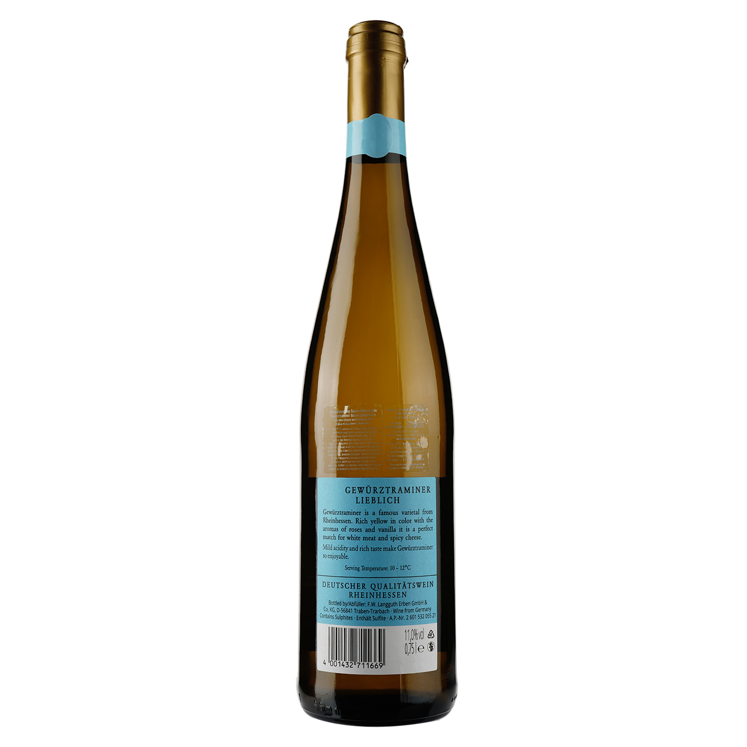 Вино Erben Baron Liebenstein Gewurztraminer, белое, полусладкое, 10,5%, 0,75 л - фото 2