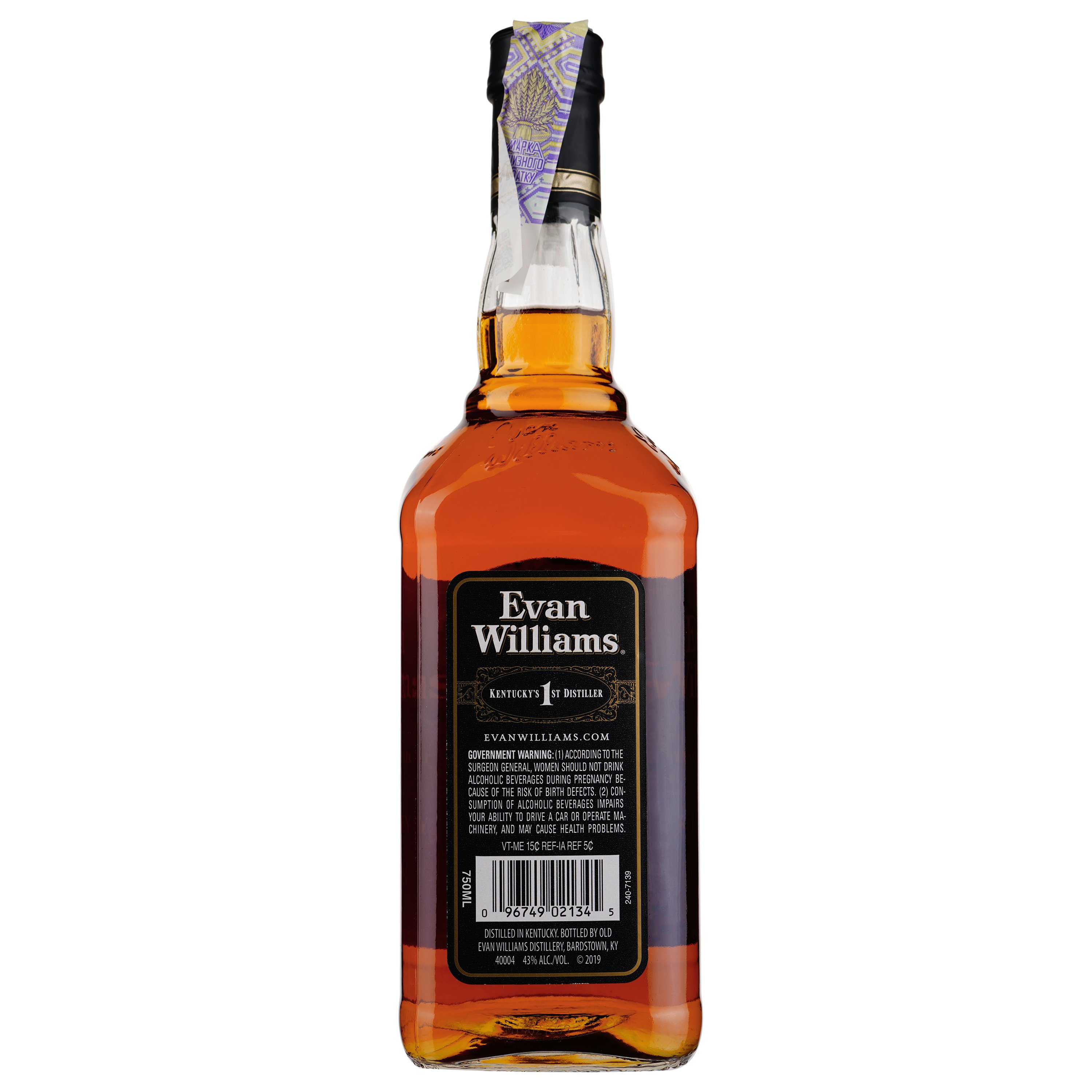 Віскі Evan Williams Black Kentucky Straight Bourbon Whiskey, 43%, 0,75 л (849462) - фото 2