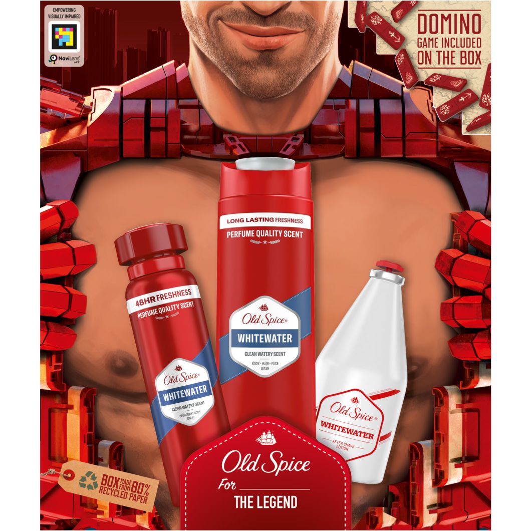 Подарочный набор Old Spice Ironman: Аэрозольный дезодорант 150 мл + Гель для душа 3 в 1, 250 мл + Лосьон после бритья Whitewater 100 мл - фото 2